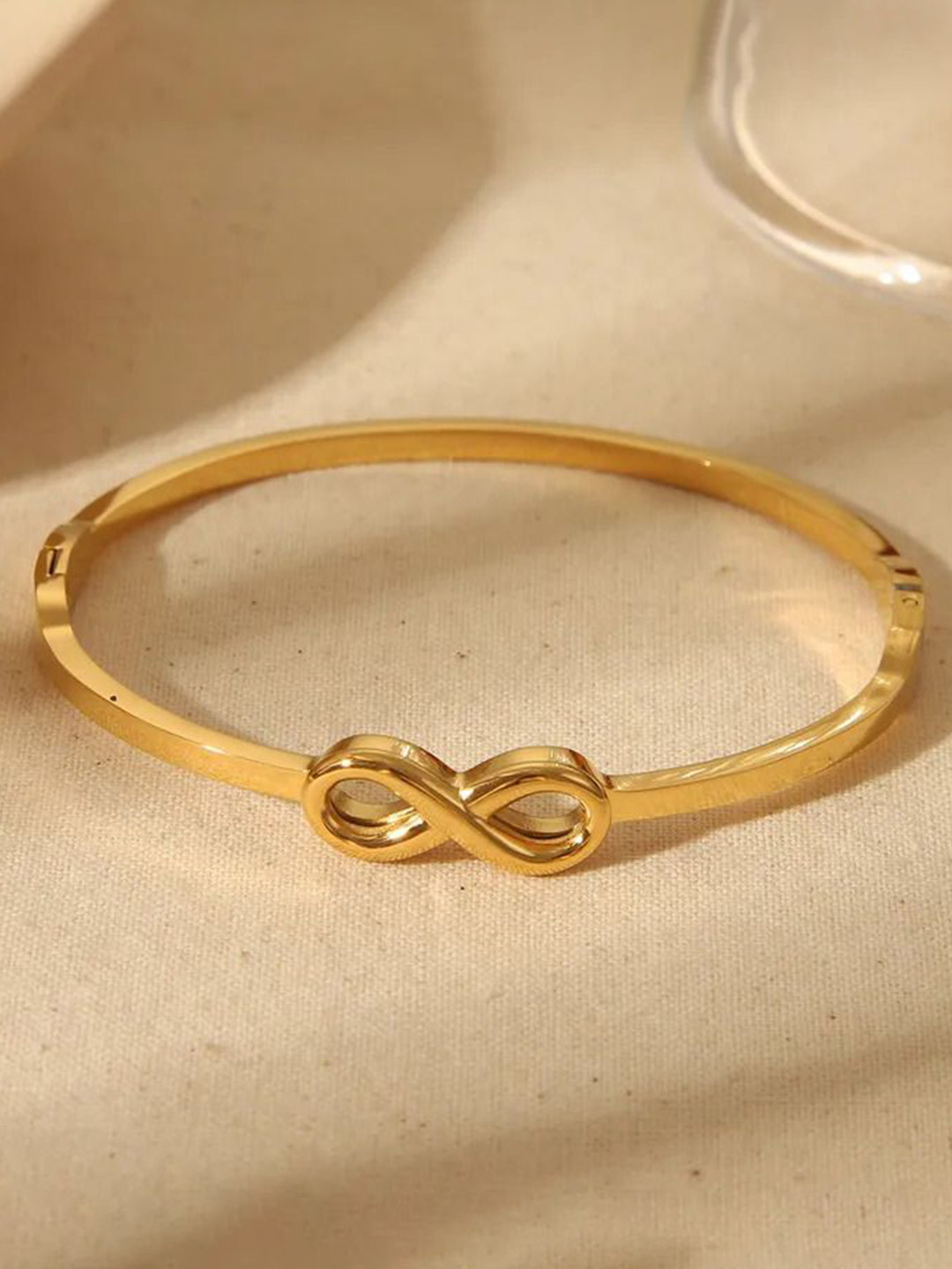 Aviksha Creations Unisex 18K Gold Plated Stainless Steel Kada Bracelet