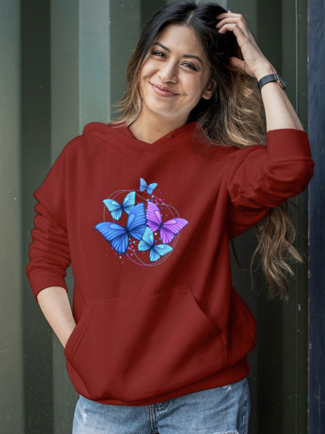 KASHIAN Women Printed Hooded Sweatshirt