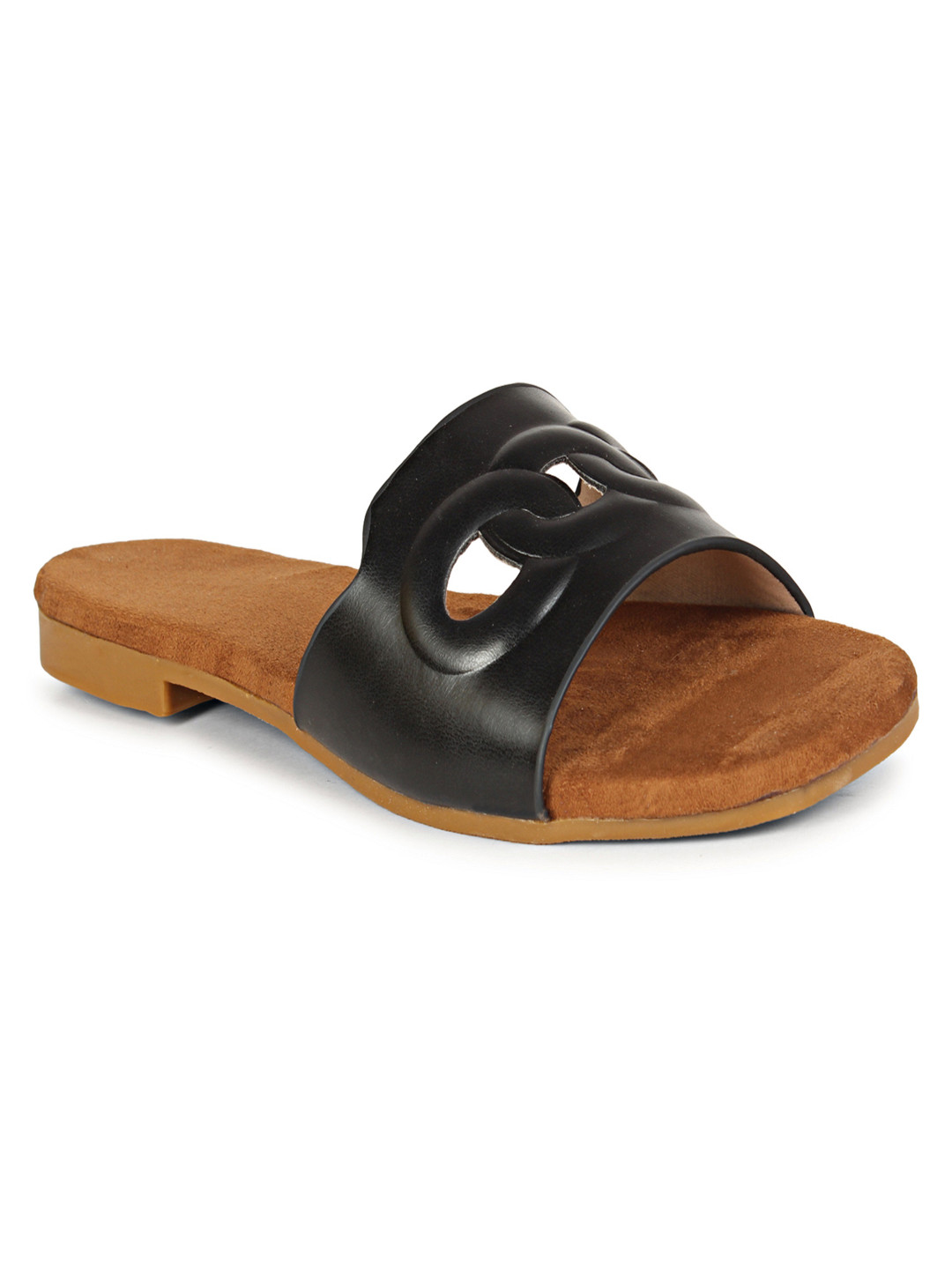 Commander Shoes Women Open Toe Flats with Laser Cuts