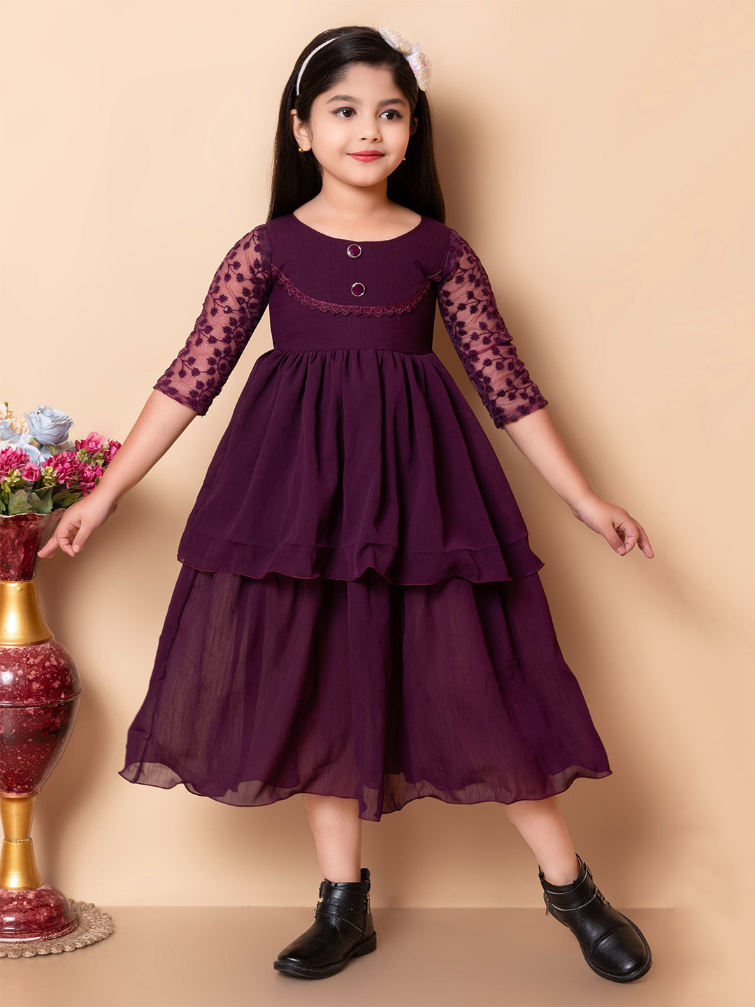 BARKAT DESIGNING PLANET Girls Fit and Flare Dress