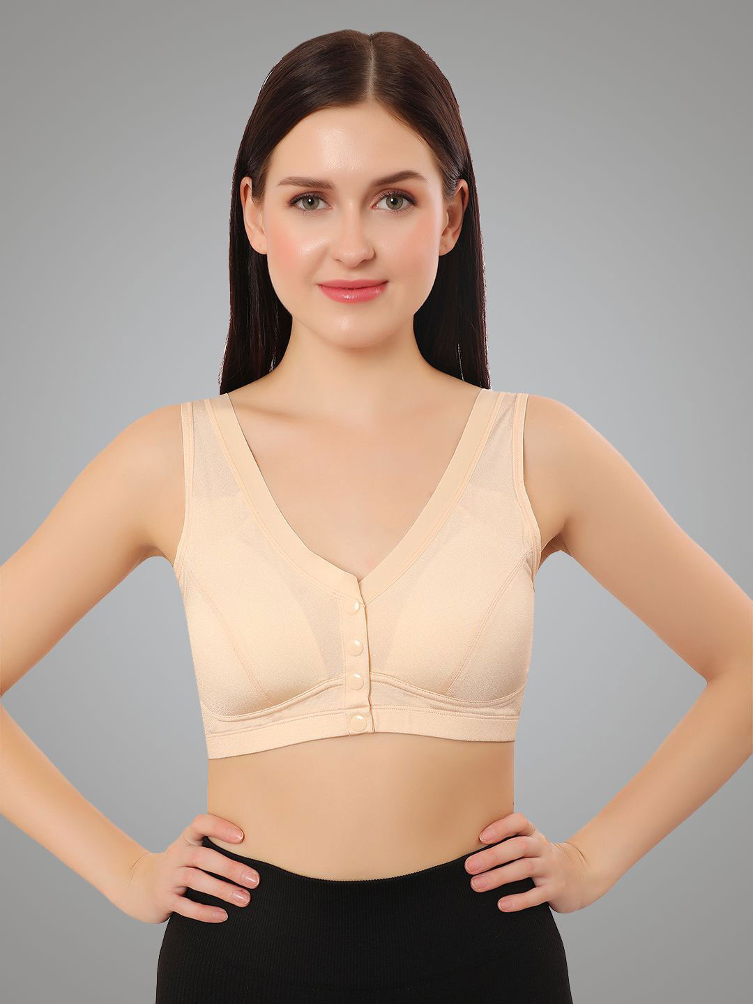 Bella Voste Women Plus Size Front Button Anti Microbial Rapid-Dry Maternity Bra