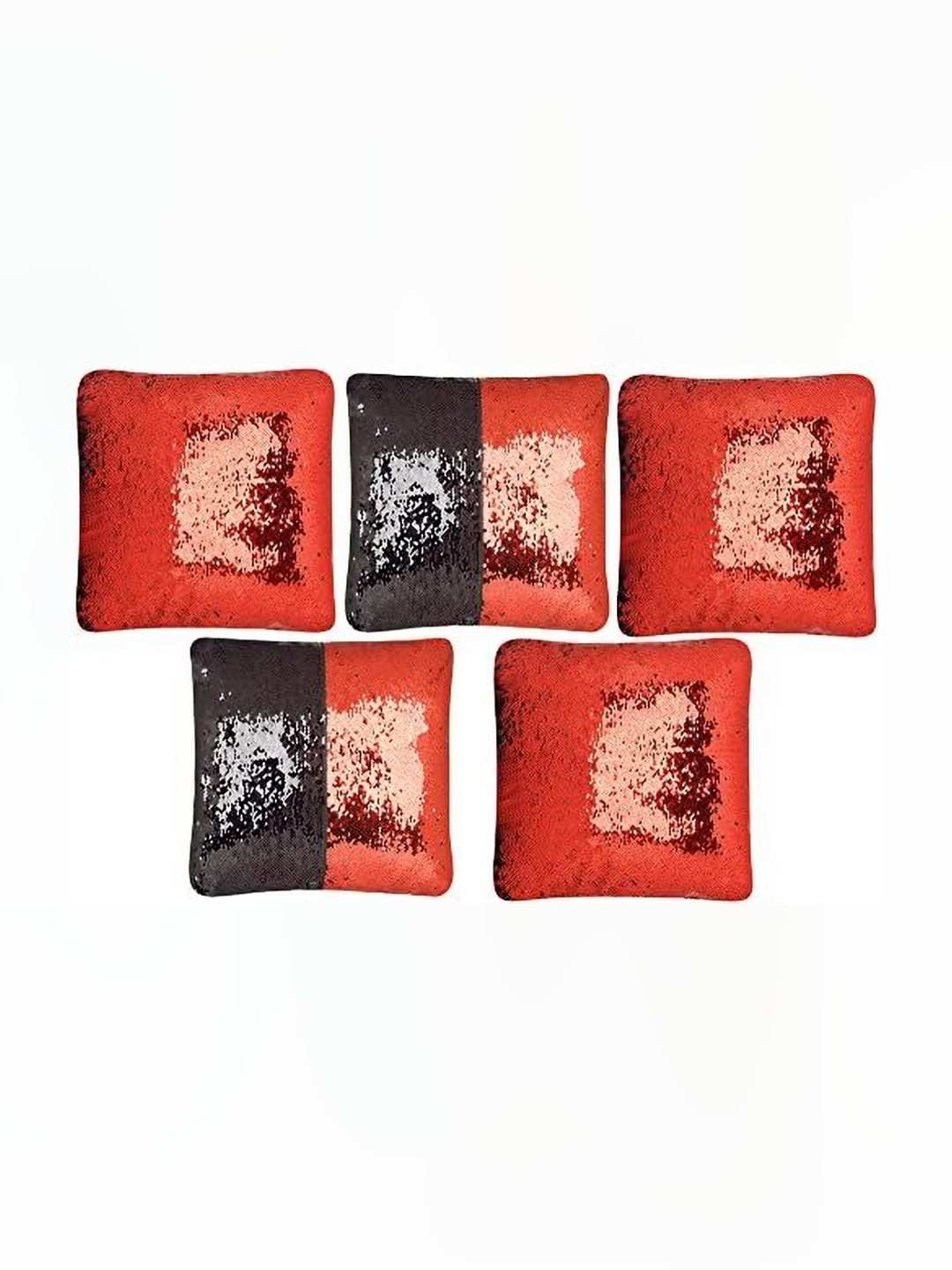 Black gold Red & Black Set of 5 Embellished Square Cushion Covers