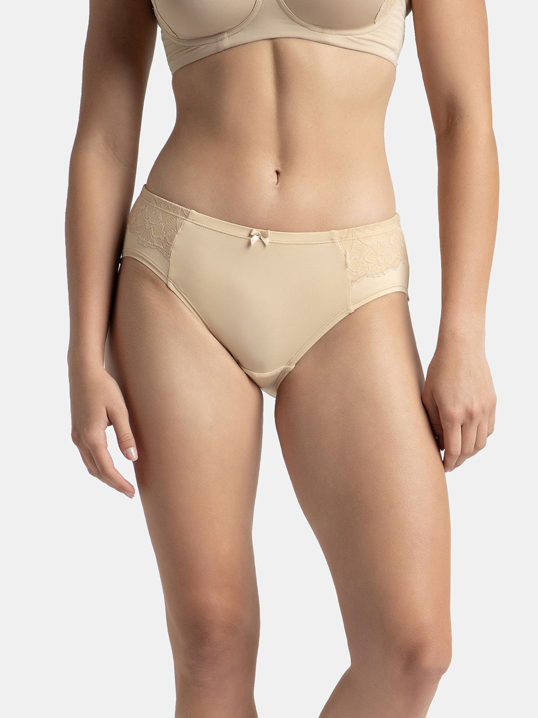 Jockey Full Coverage Soft Touch Microfiber Elastane Hipster with Lace Styling-1874