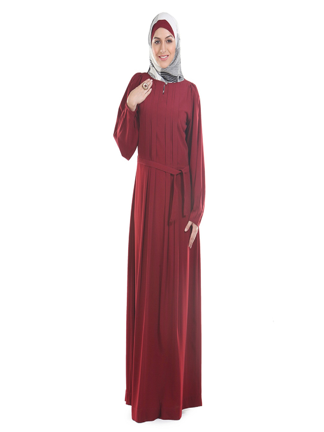 MOMIN LIBAS Women Solid Pleated Neck Abaya Burqa