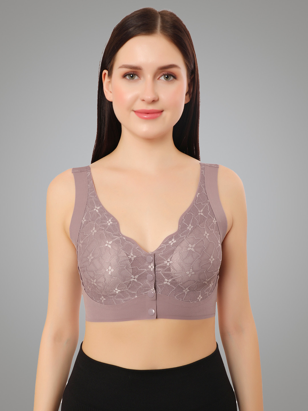 Bella Voste Women Plus Size Floral Full Coverage Removable Padding Maternity Bra