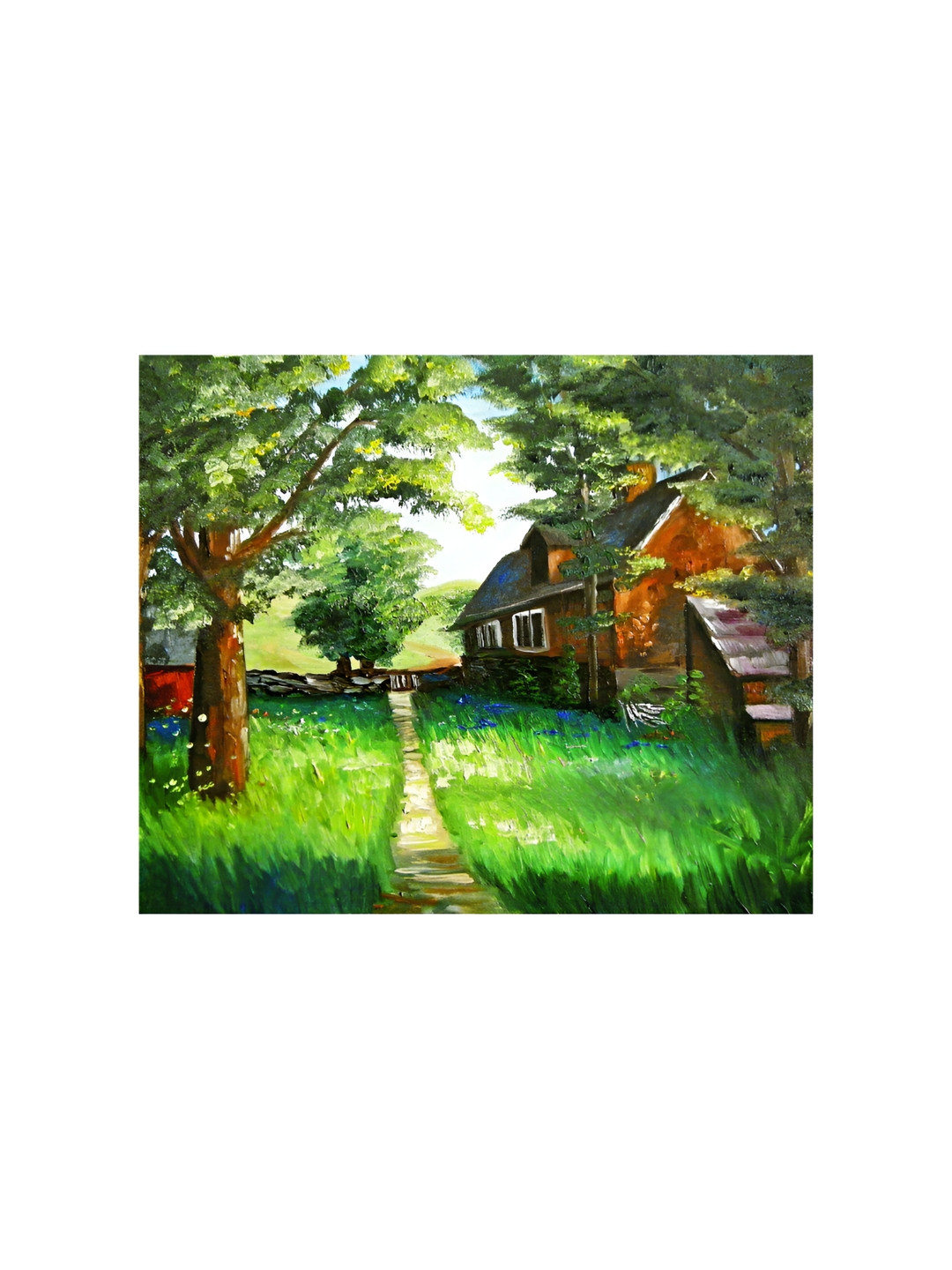 Inephos Green And Brown Road To Home Canvas Wall Art