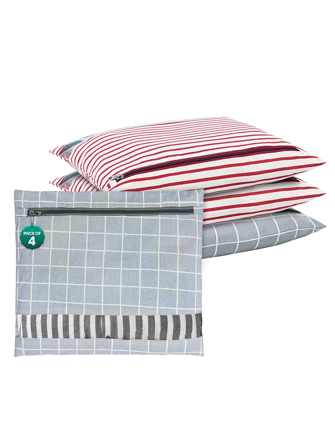 Kuber Industries Grey 4 Pcs Regular Clothes Storage Single Packing Bag Drawer Organiser