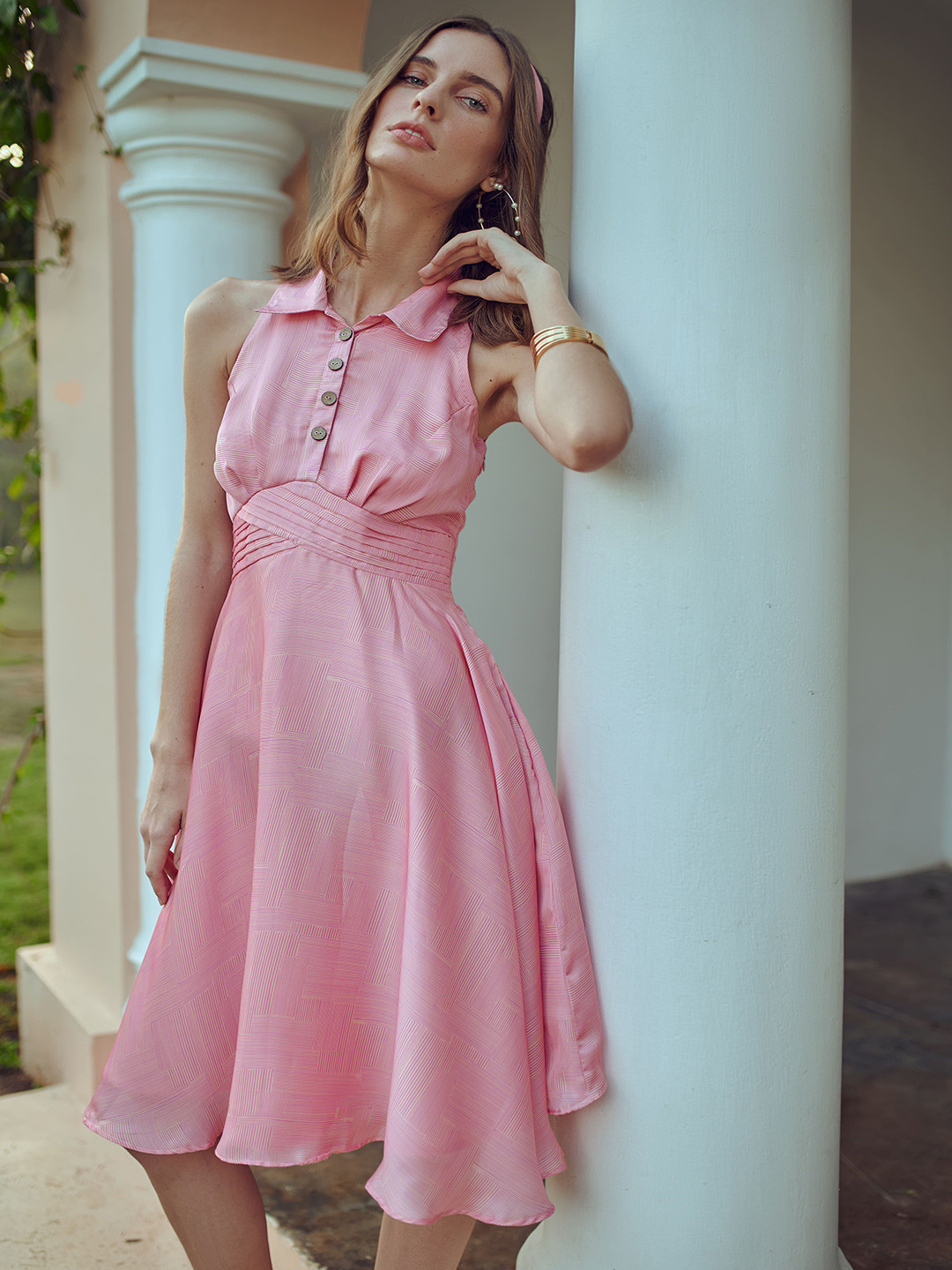 Mamicha Print Georgette Fit & Flare Dress