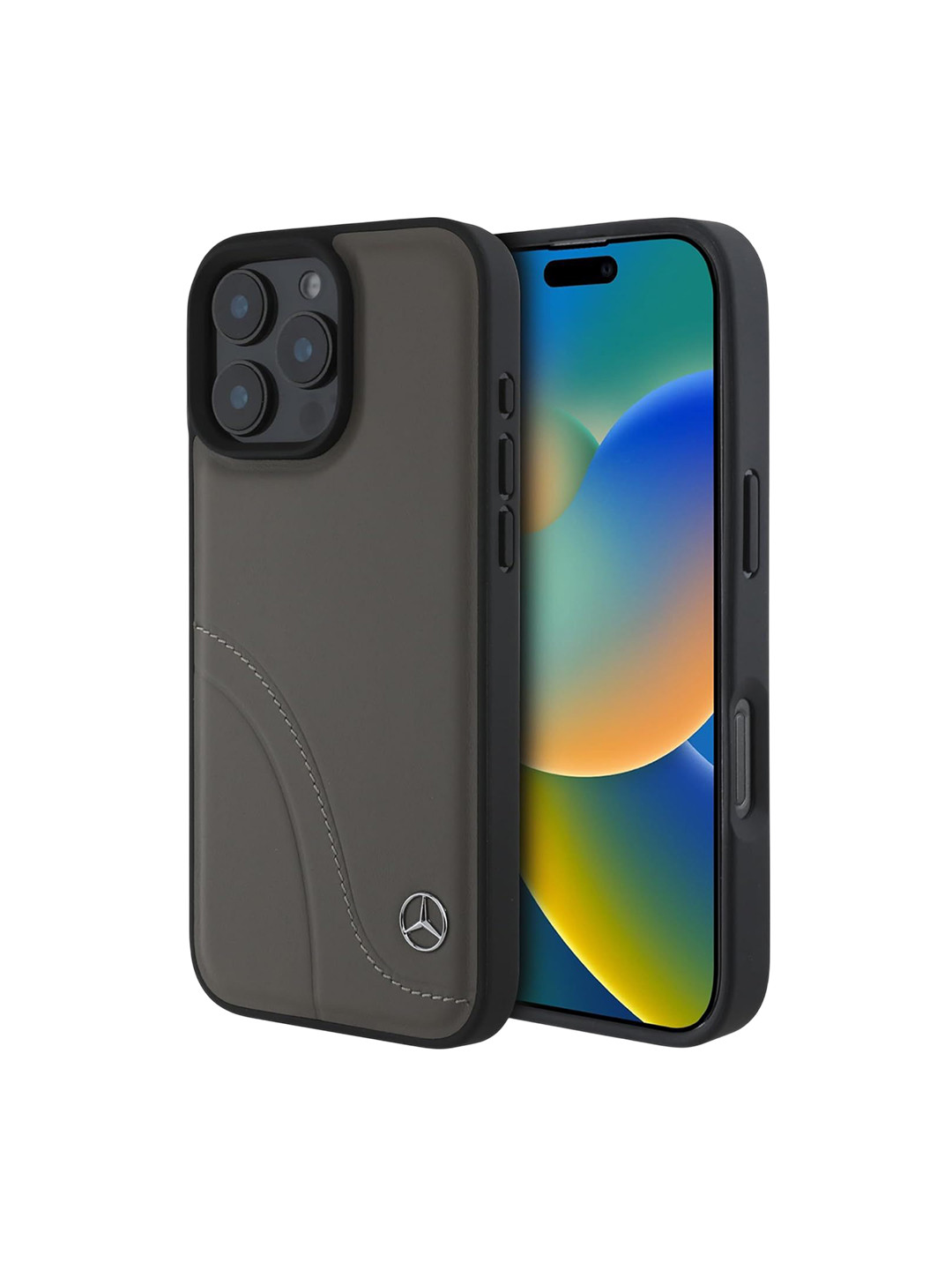 Mercedes Benz Brown Mercedes-Benz With Curved Stitches iPhone 16 Pro Max Back Case