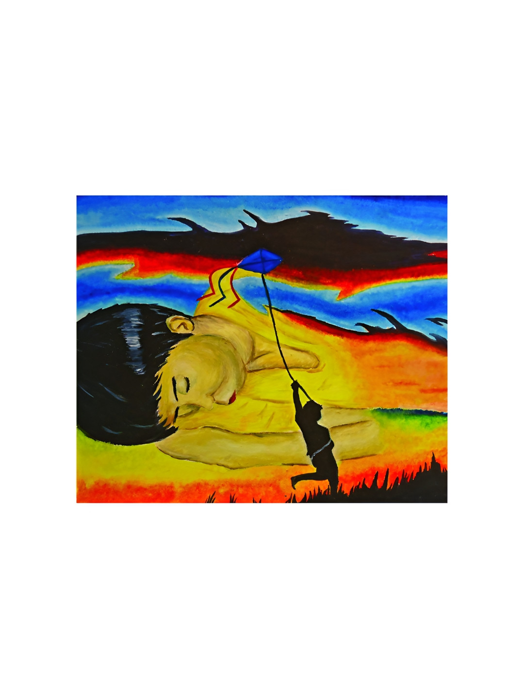 Inephos Yellow And Orange Printed Canvas Wall Art