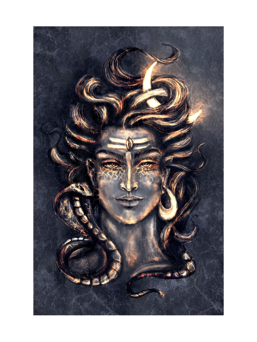 Inephos Black & Grey Lord Shiva Printed Canvas Wall Art