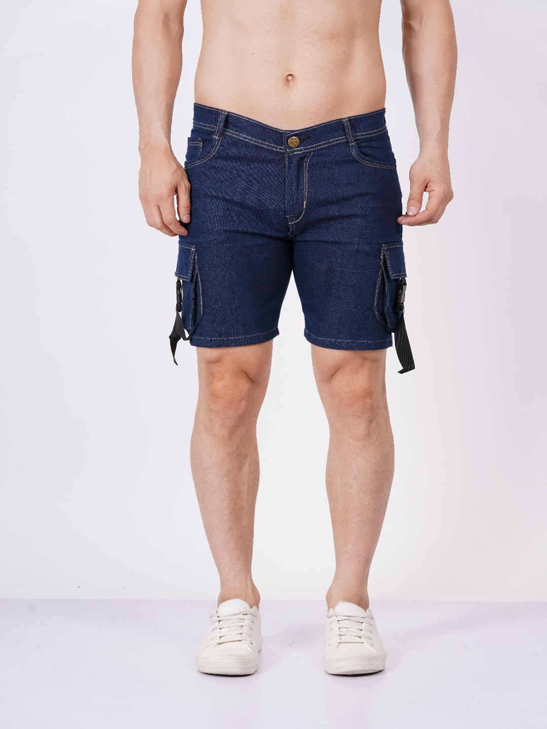 COMFITS Men Denim Low-Rise Cycling Denim Shorts