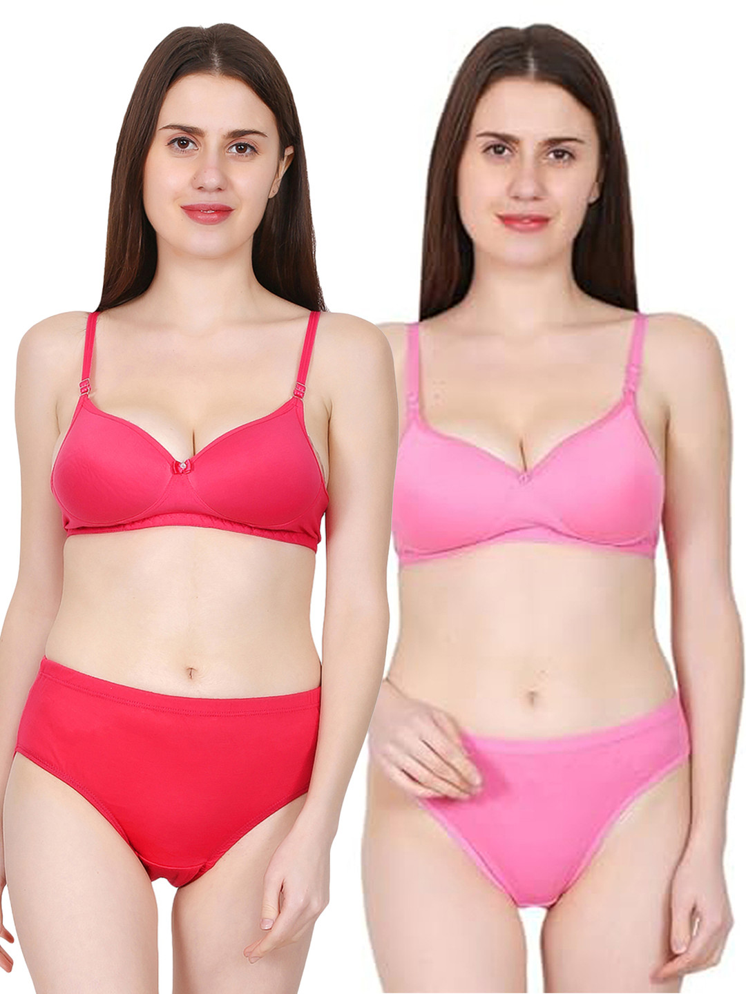 chia fashions Pack Of 2 Padded Lingerie Set - CHFS-PAD-PNK-PEACH-30B