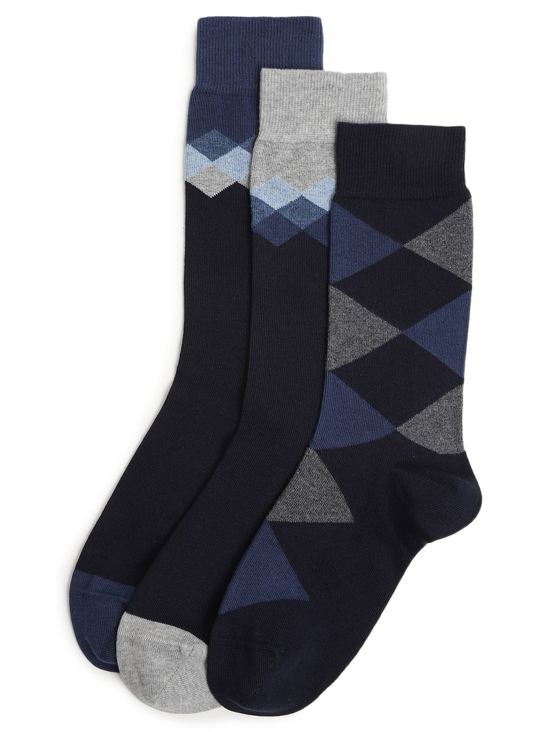 Marks & Spencer Men Chevron Patterned Pack Of 3 Ankle Length Socks