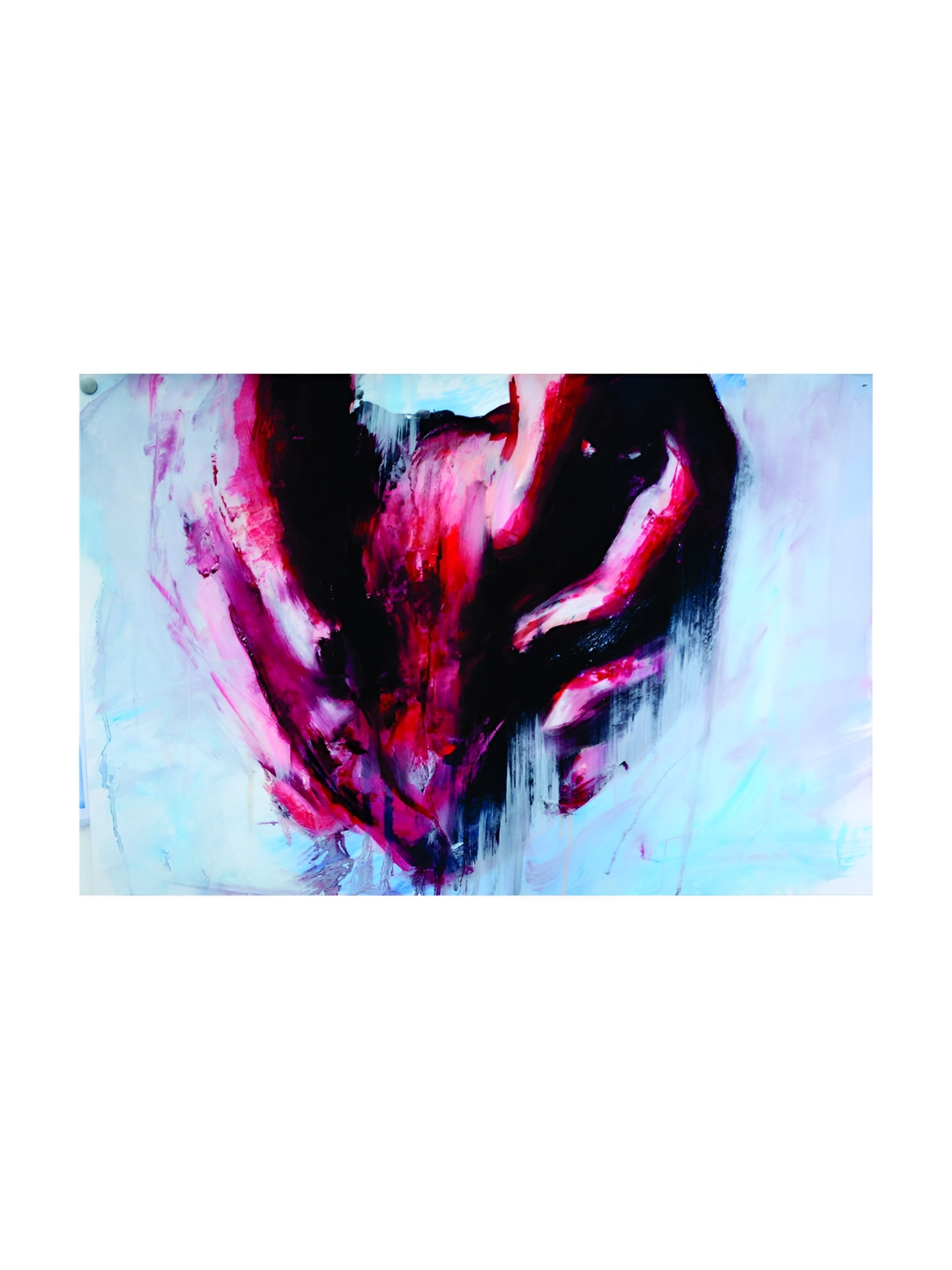 Inephos Pink & Black Heart Printed Canvas Wall Art
