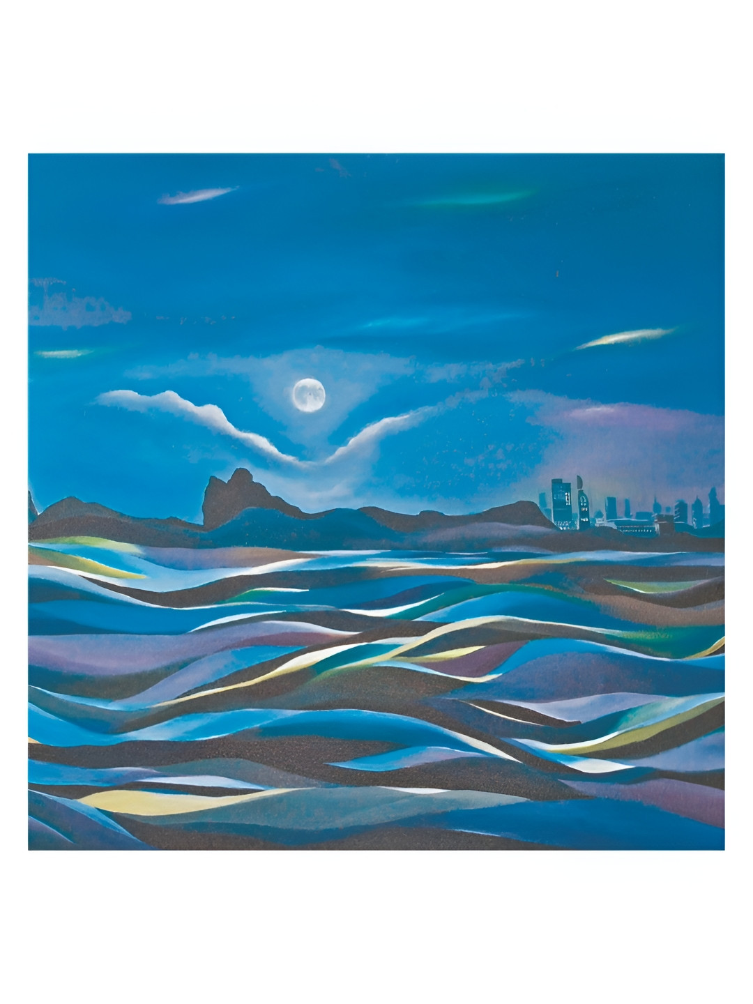 Inephos Landscape Blue & White Abstract Canvas Paintings Wall Art