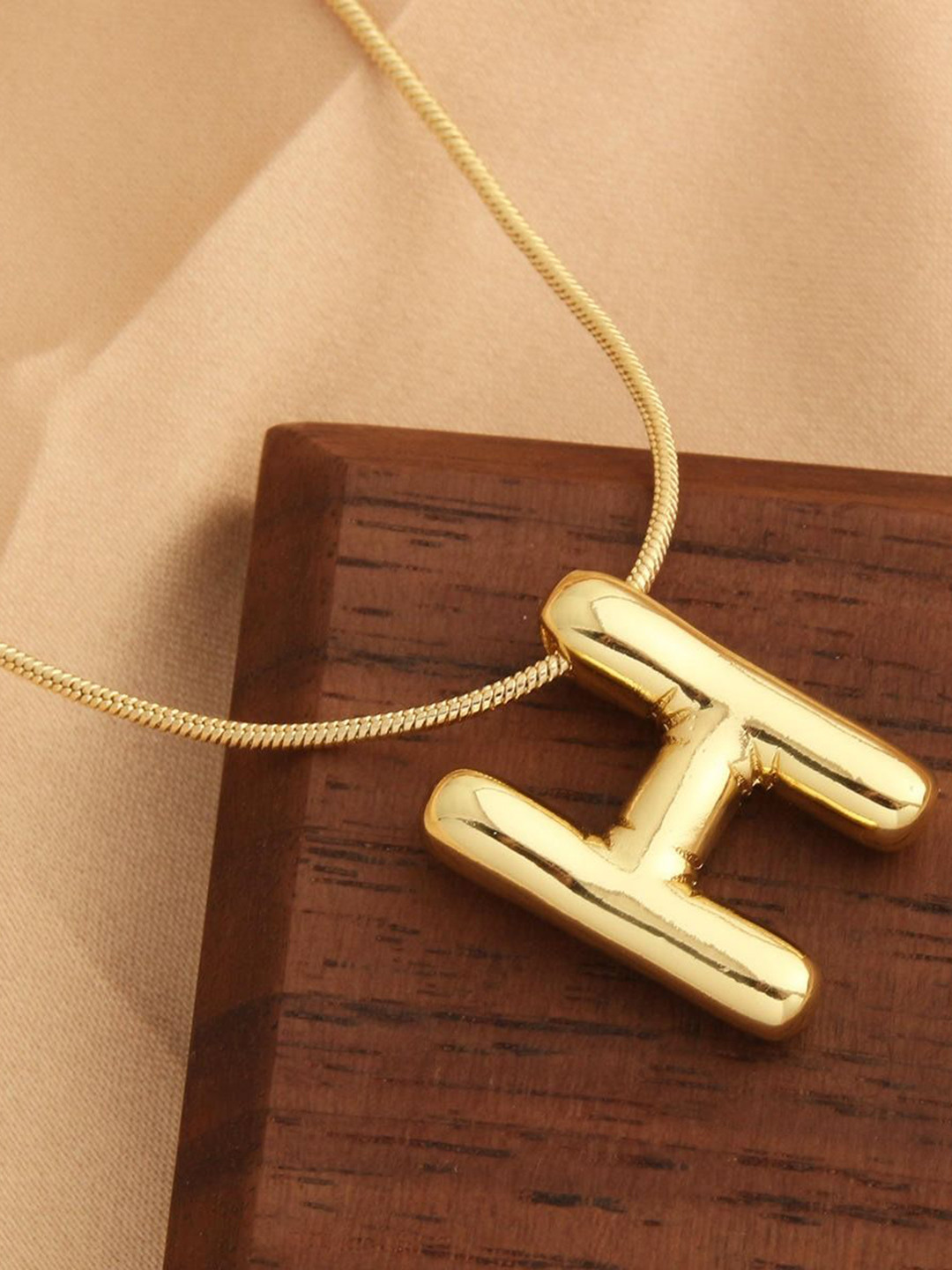 VIEN Bubble Letter Gold-Plated Stainless Steel Minimal Letter Initial Necklaces