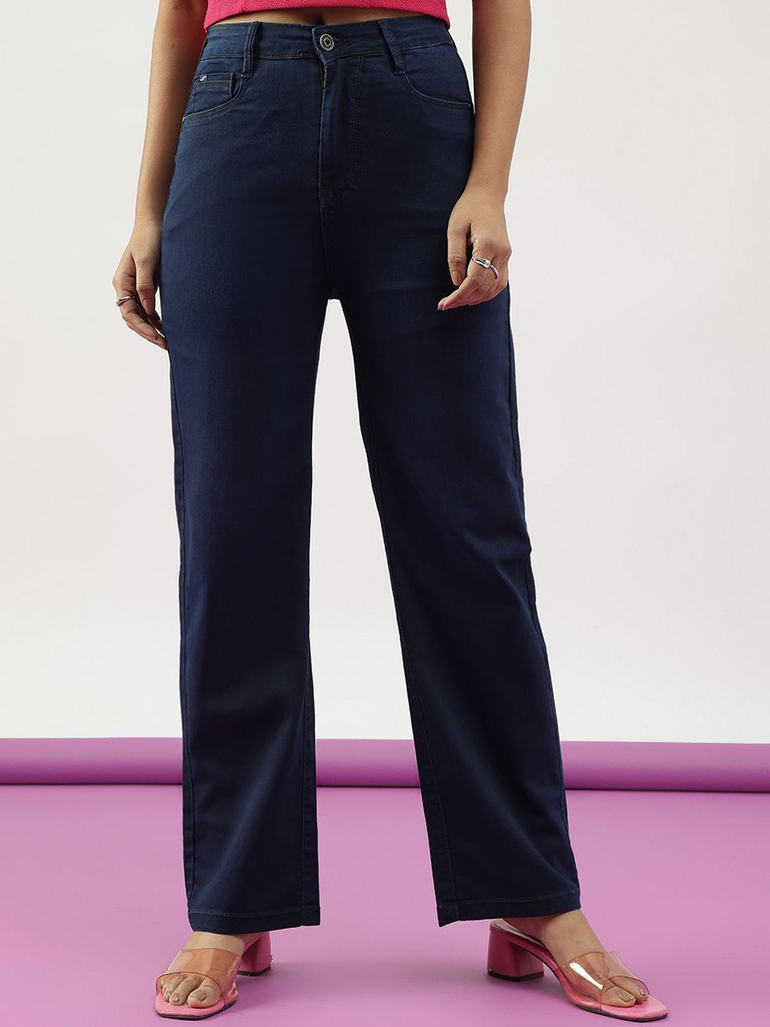 Code 61 Women High-Rise Light Fade Wide Leg Stretchable Jeans