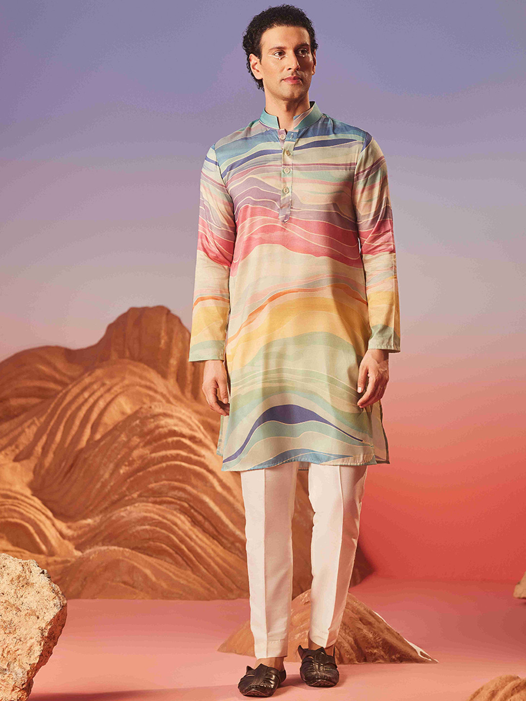 Eleven Brothers Men Striped Gotta Patti Kurta