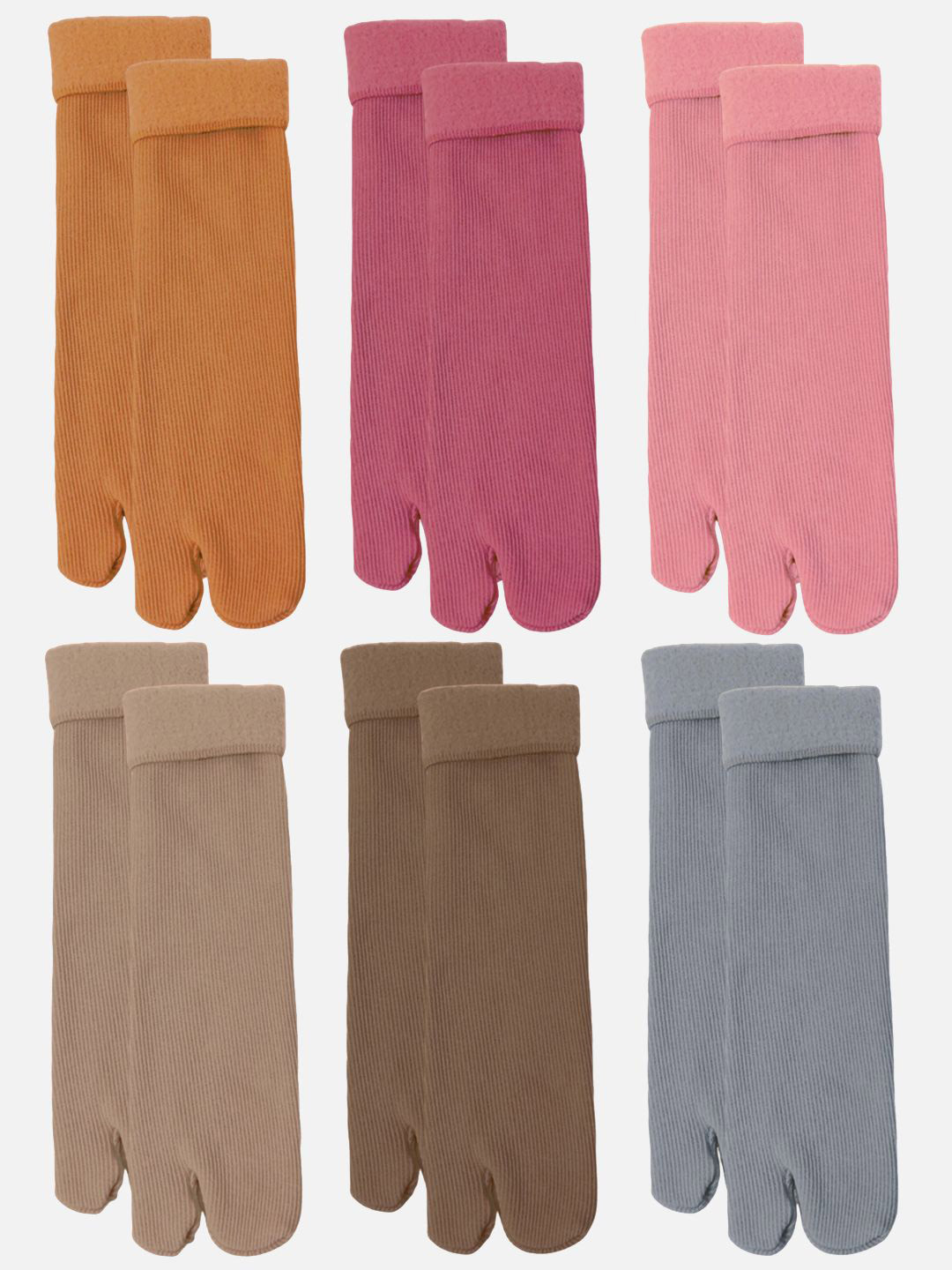 StyFun Women Pack Of 6 Thumb Toe Crew Length Socks