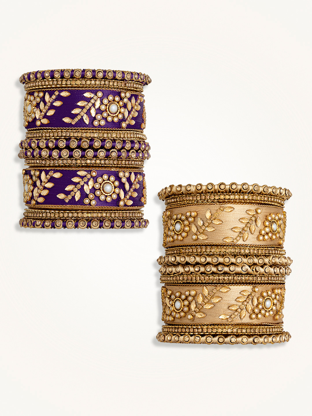 Peora Set Of 2 Gold Plated Silk ThreadBangle