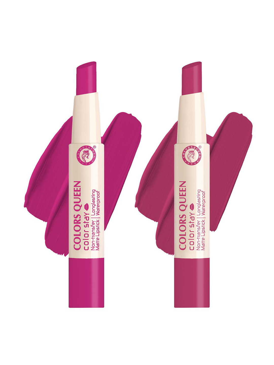 Colors Queen Color Stay Set Of 2 Non Transfer Matte Lipstick-2.1g -Magenta06-Plum Pretty23