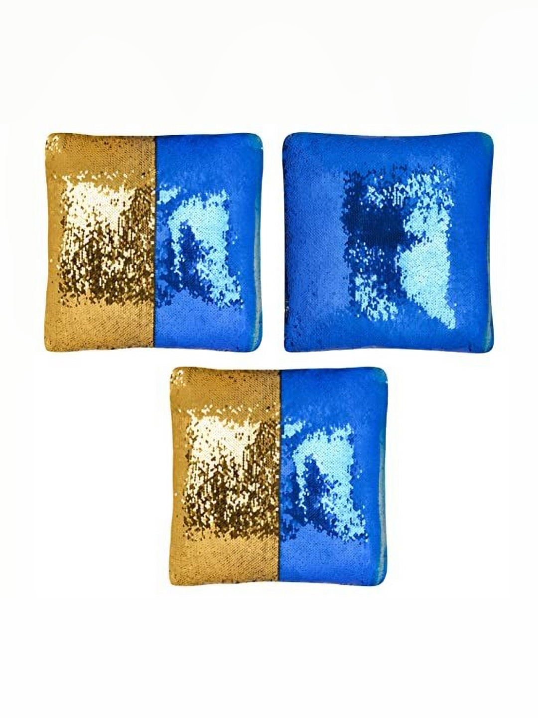 Black gold Gold Cotton Breathable 3 Piece Embellished Square Cushion Covers -16x16In