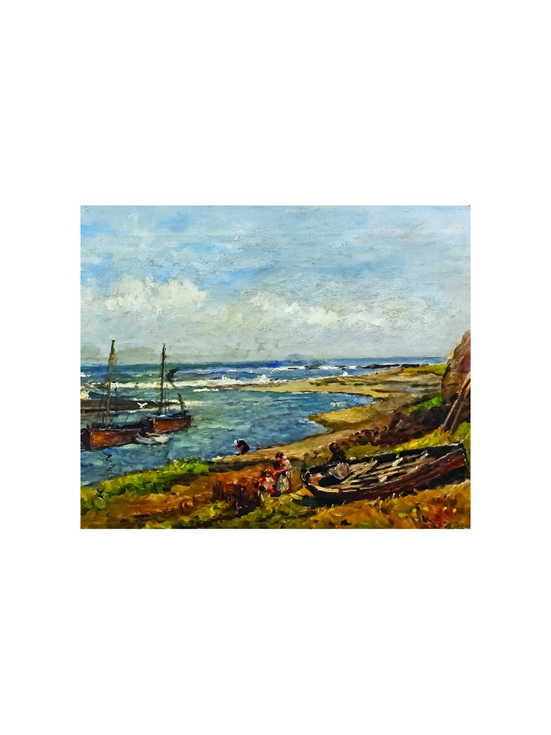 Inephos Blue & Brown Shore Canvas Wall Paintings