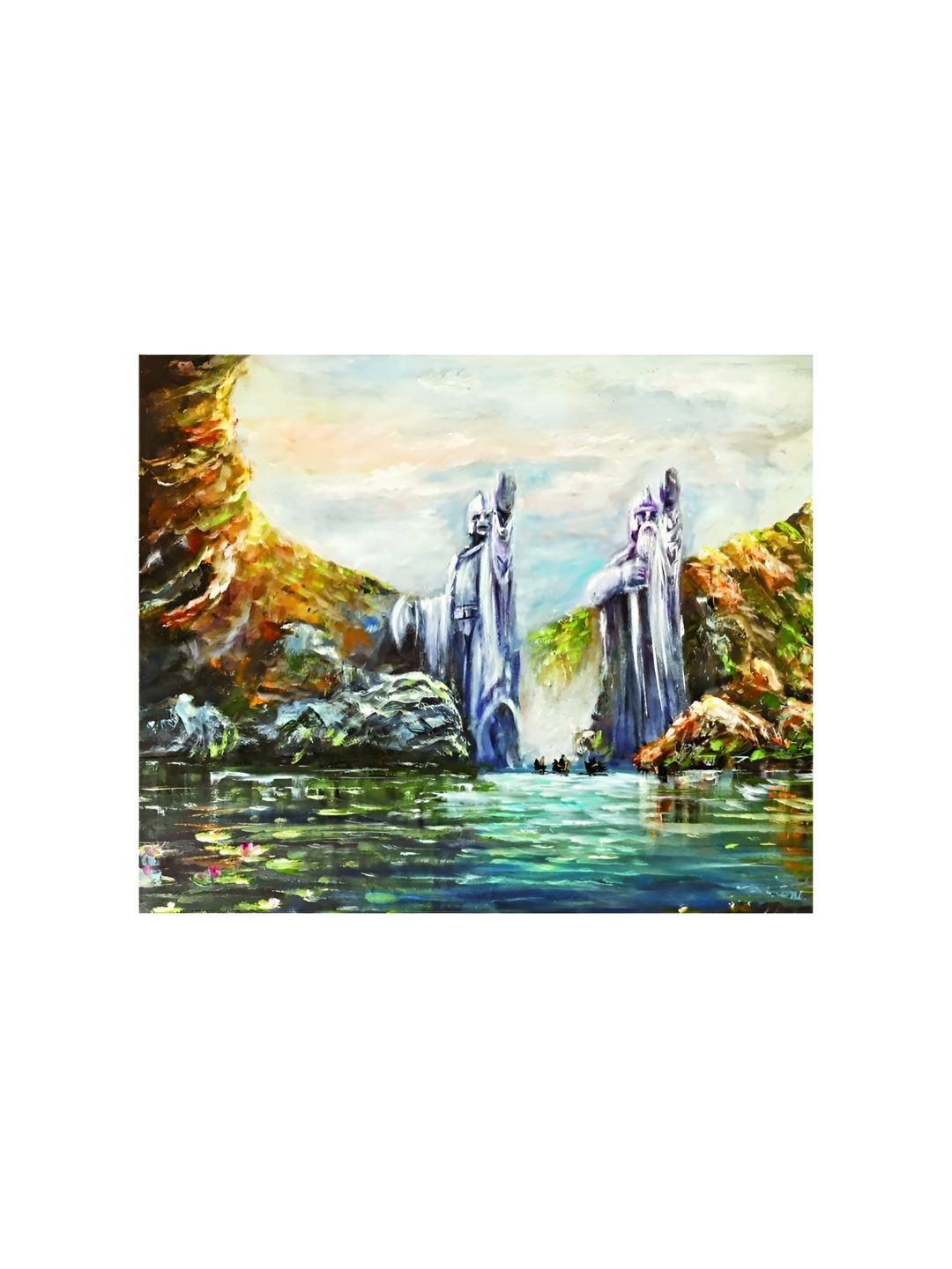 Inephos Green & Blue Grand Welcome Canvas Wall Paintings