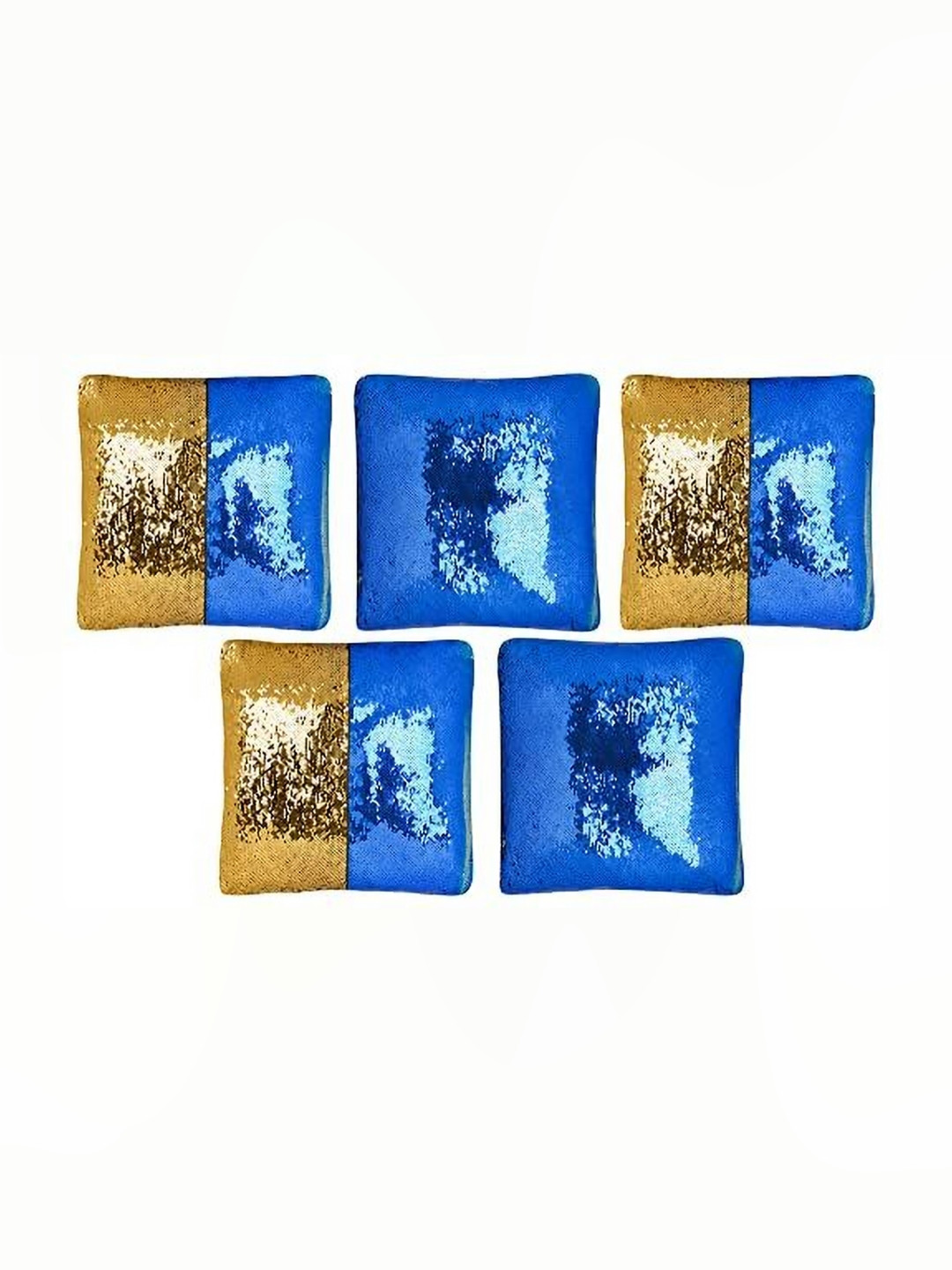 Black gold Light-Weight Gold Cotton 5 Piece Embellished Square Cushion Covers -16x16In