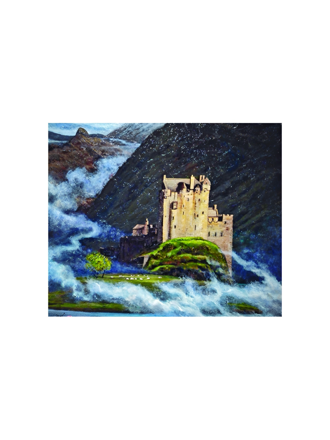 Inephos Blue & Green Fortress Wall Canvas Wall Art