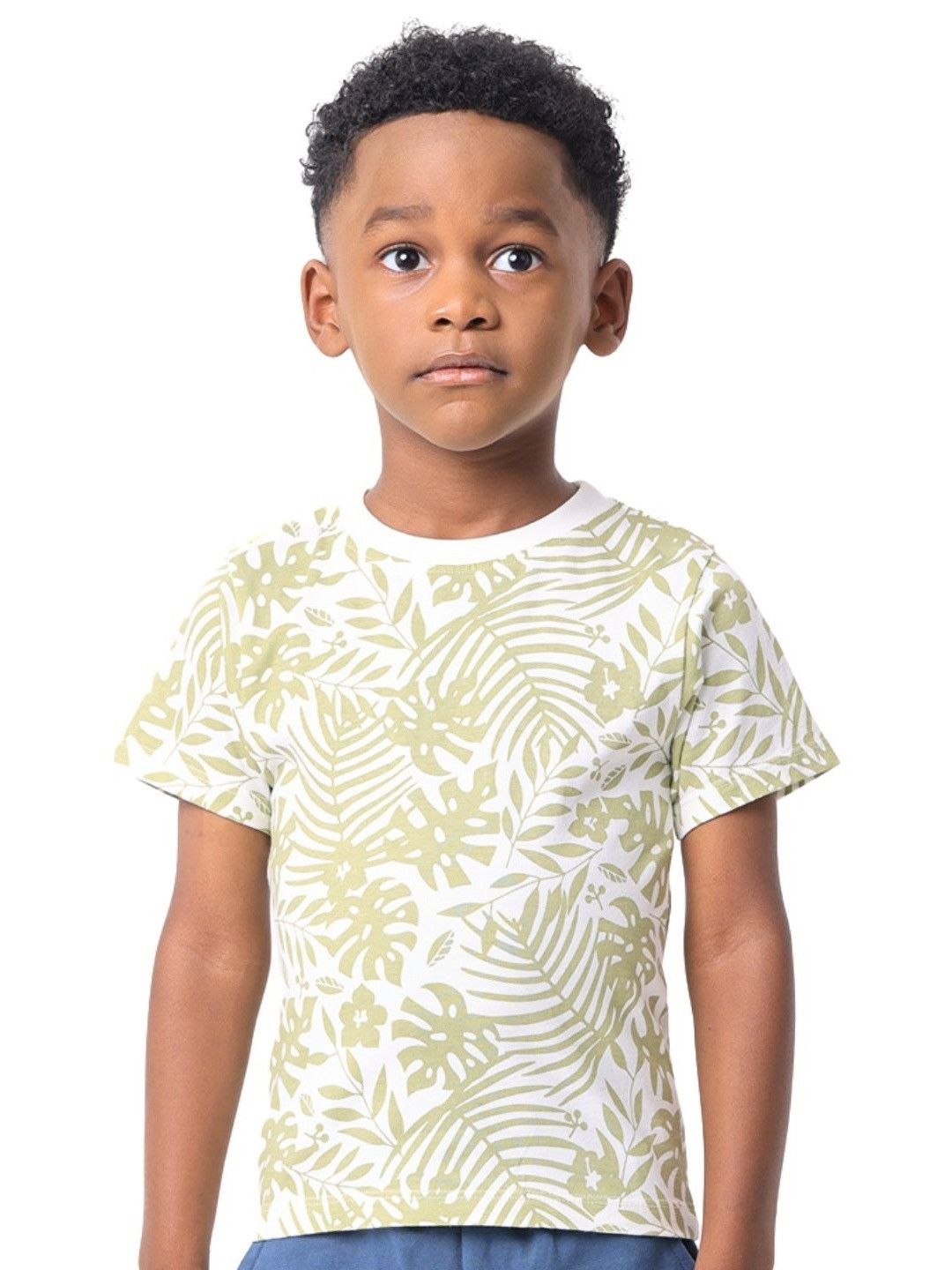 Nuego Kids Boys Floral Printed Bio Finish Round Neck Half Sleeve Cotton T-shirt