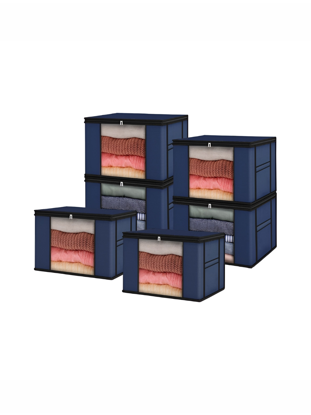 atorakushon Navy Blue Set of 6 Organisers For Clothes Storage Bags