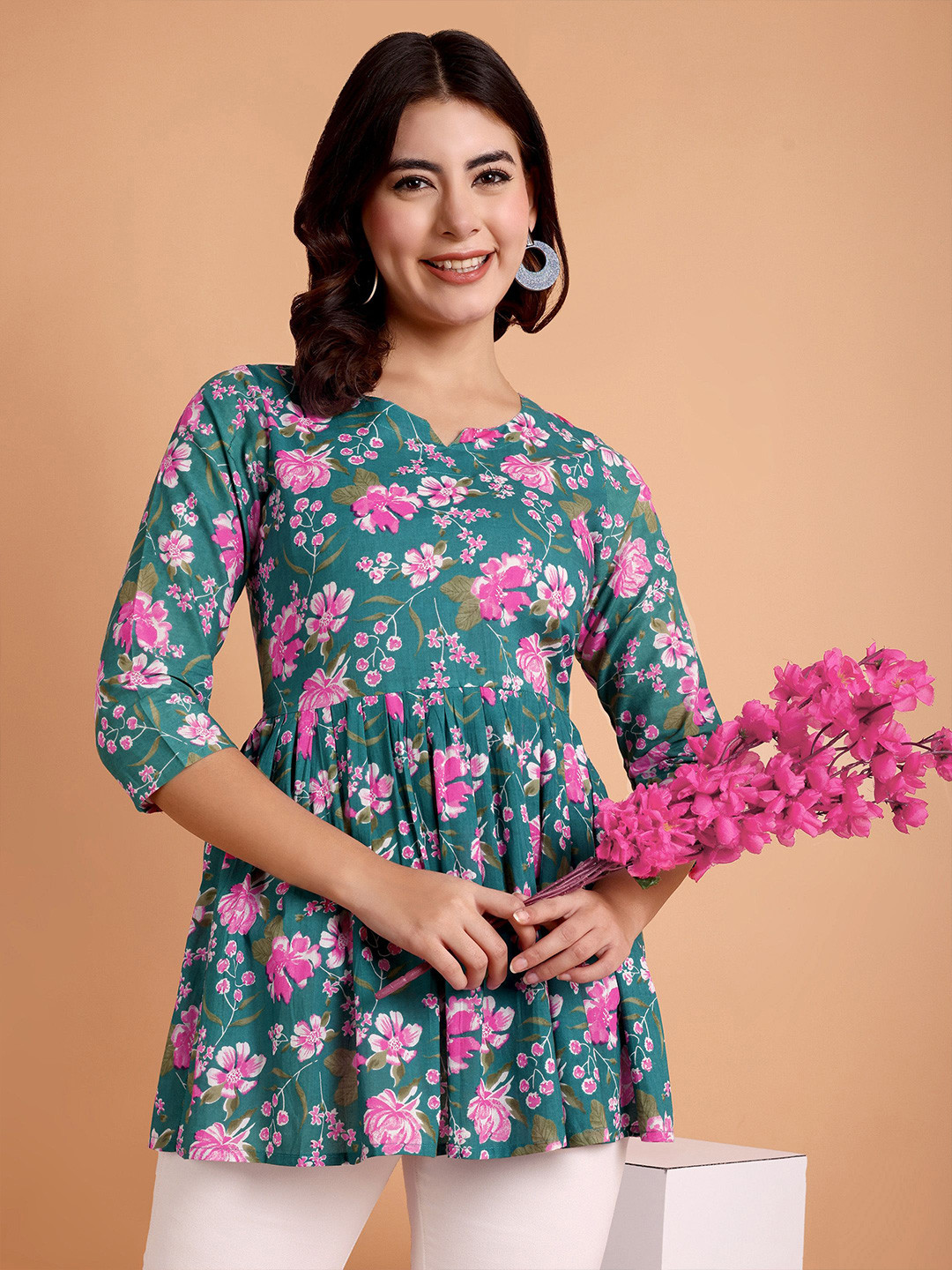 WILL BOTTOM Floral Print Cotton Top