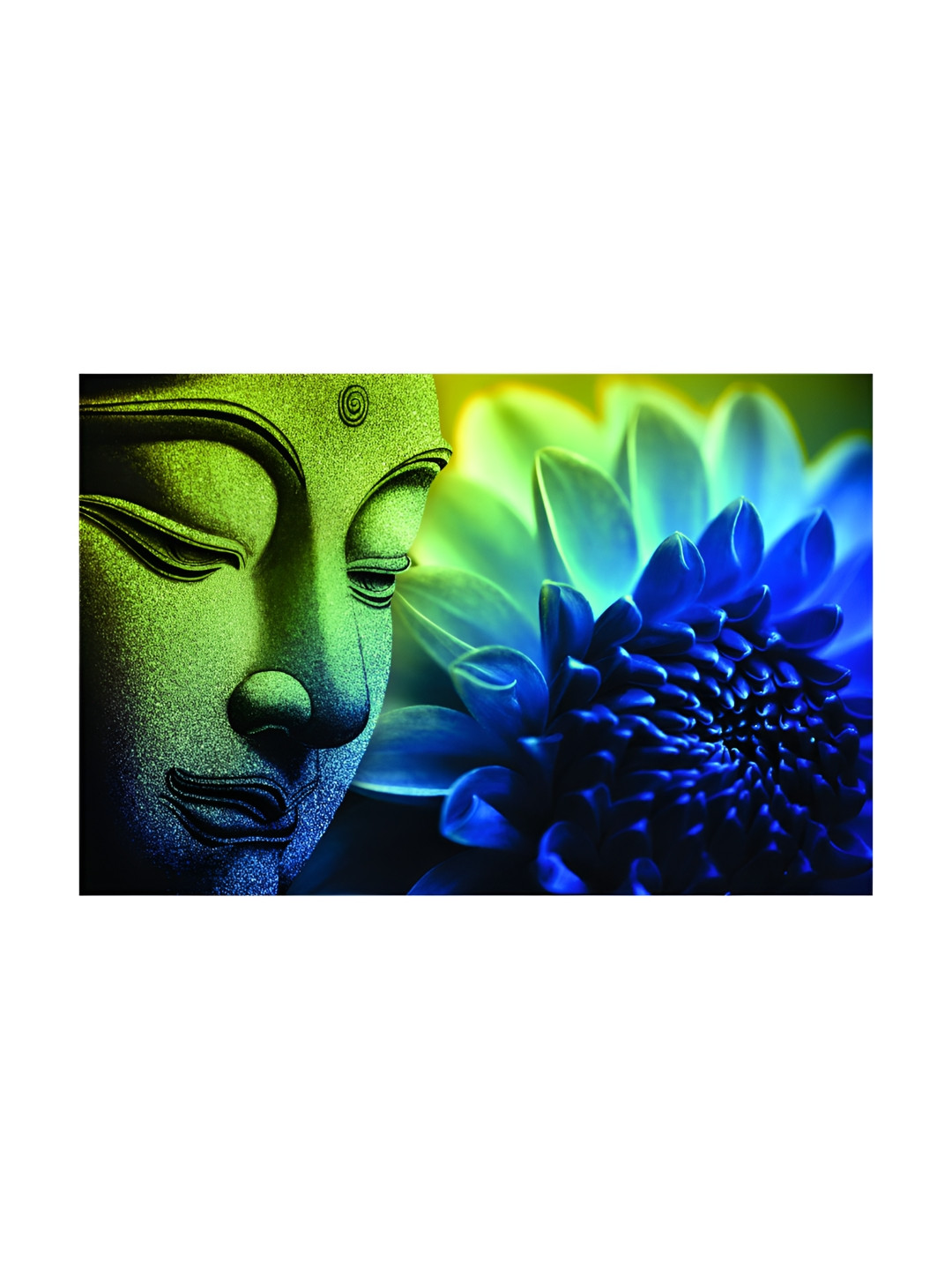 Inephos Green & Blue Beautiful Buddha Religious Art Wall Art
