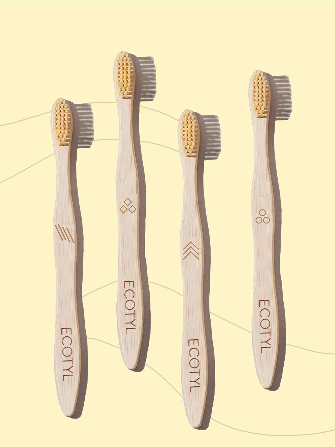 Ecotyl Set Of 4 Ultra Soft Bristles Bamboo Tooth Brush
