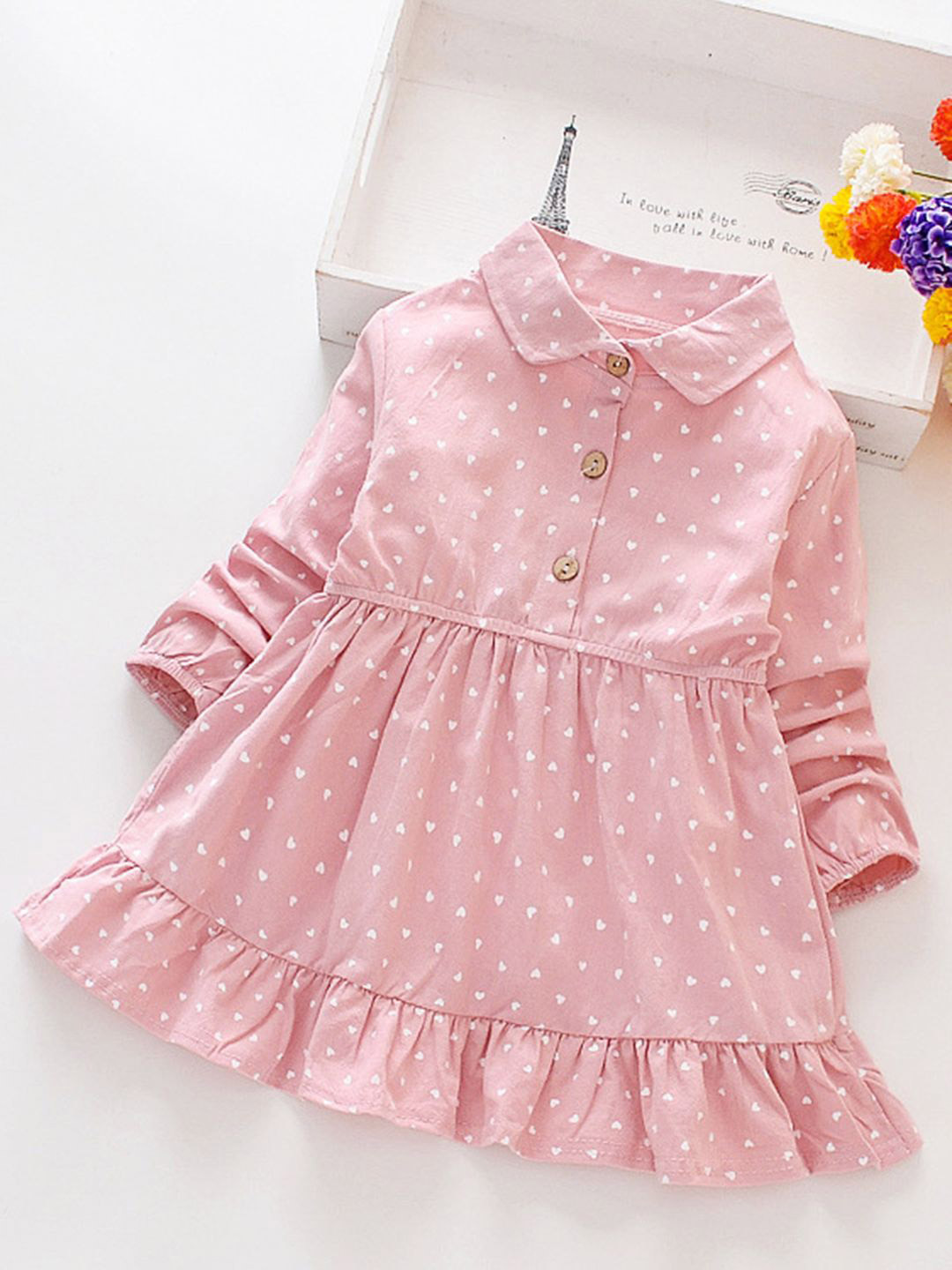 YK Girls Printed Cotton Fit and Flare New Korean Autumn Dress