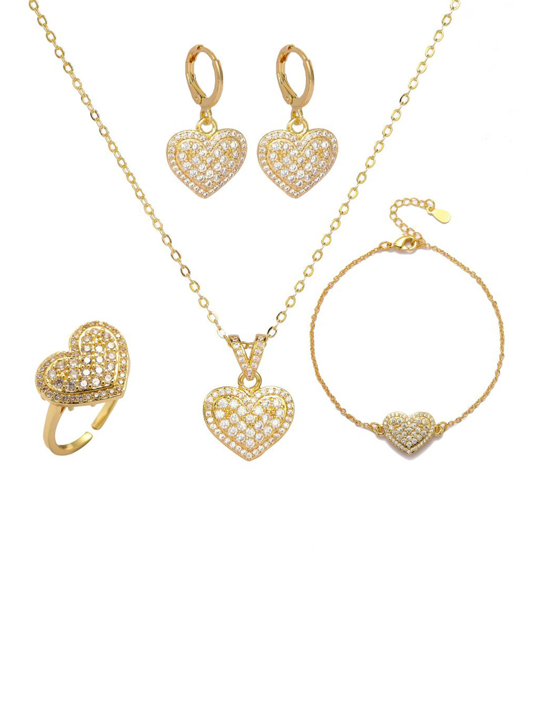 SALTY Stone Studded Loving Touch Heart Jewellery Set for Women & Girls