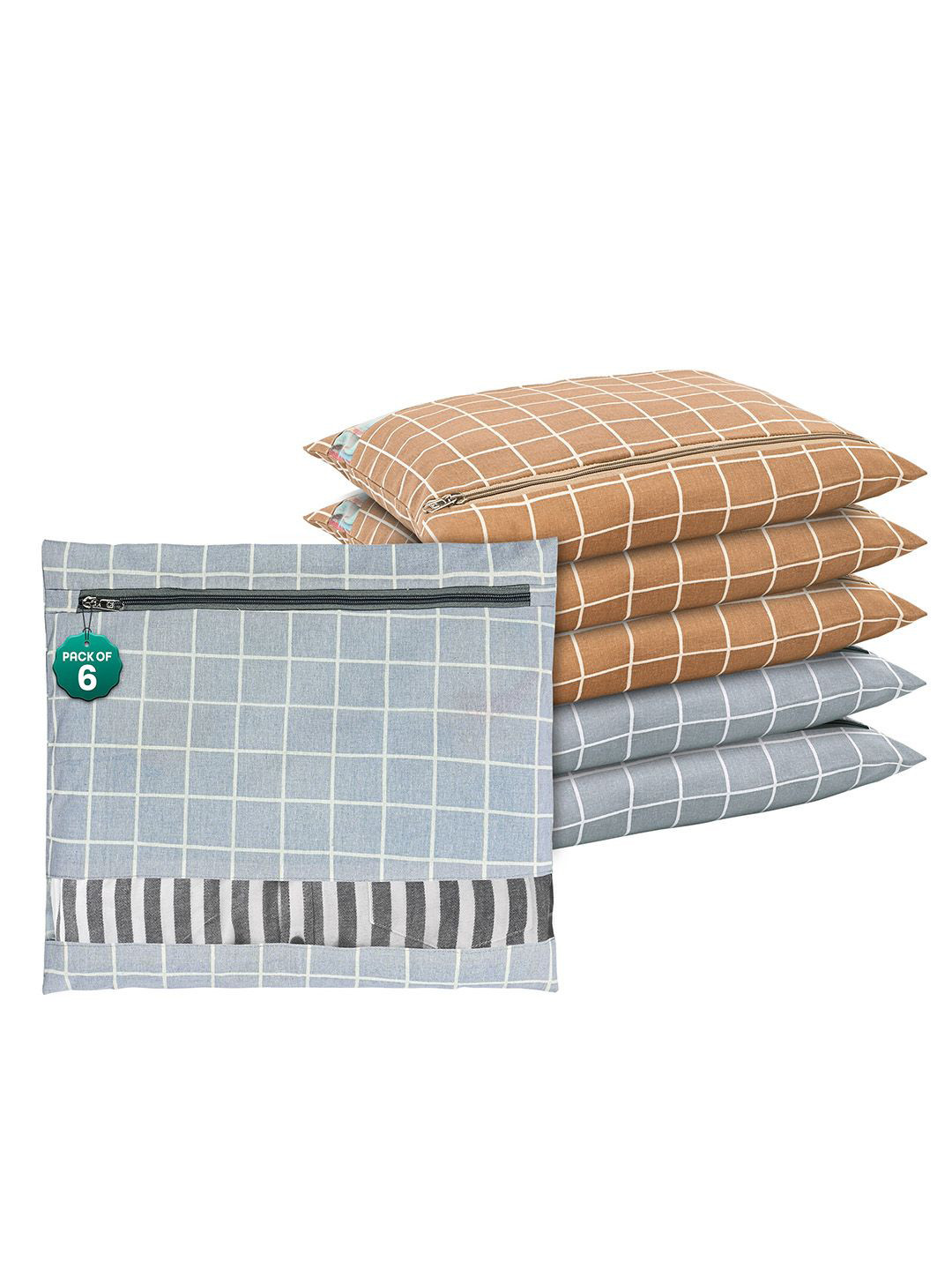 Kuber Industries Grey 6 Pcs Regular Clothes Storage Single Packing Bag Drawer Organiser