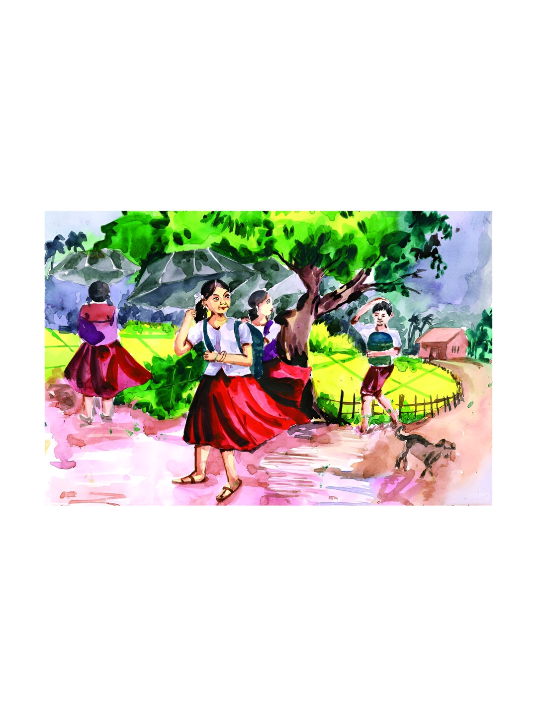 Inephos Sea Green & Red Indian Village Tribal Canvas Wall Art