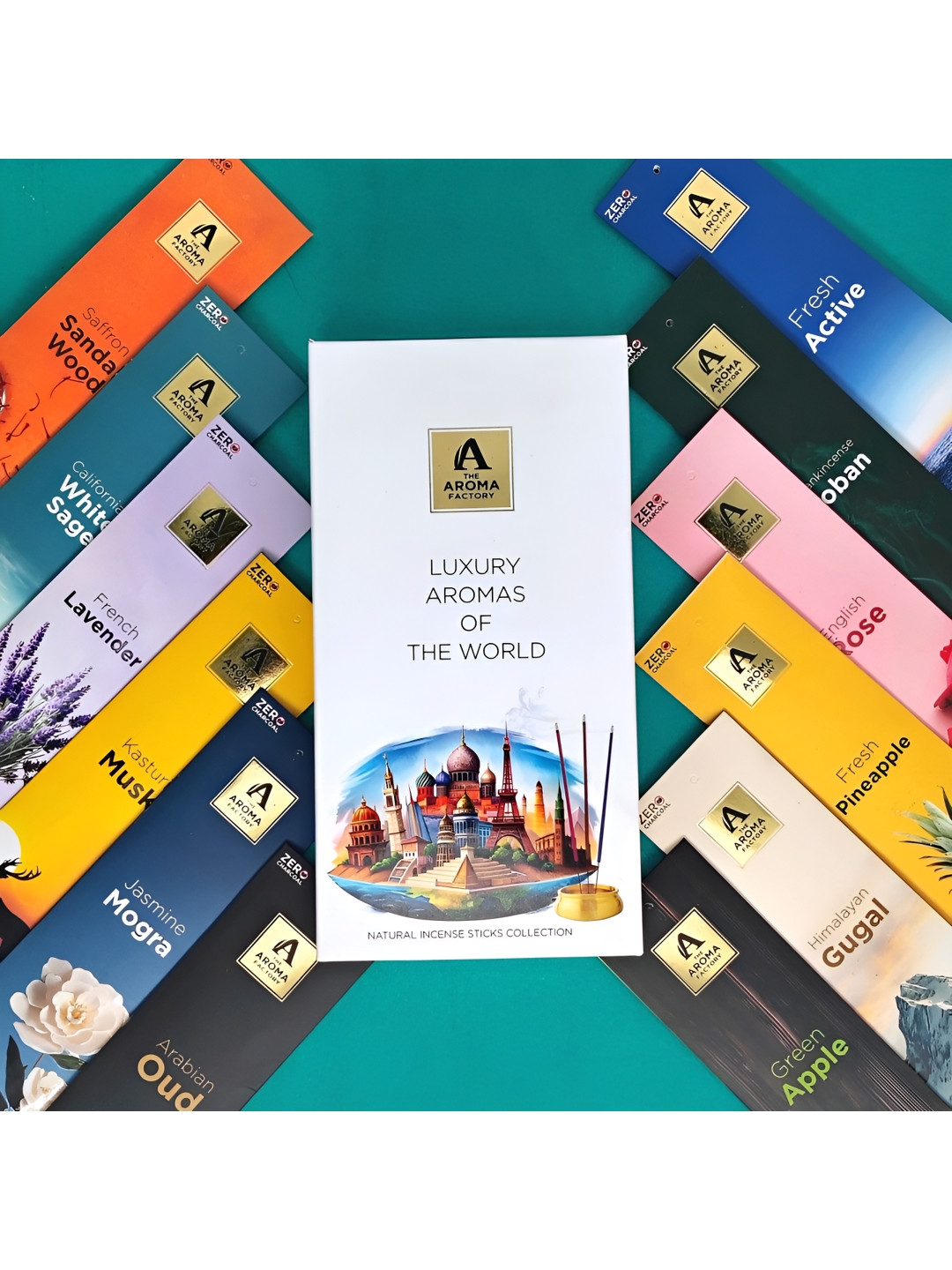 The Aroma Factory Artisinal Collection Yellow 12 Pieces Luxury Wooden Incense Sticks
