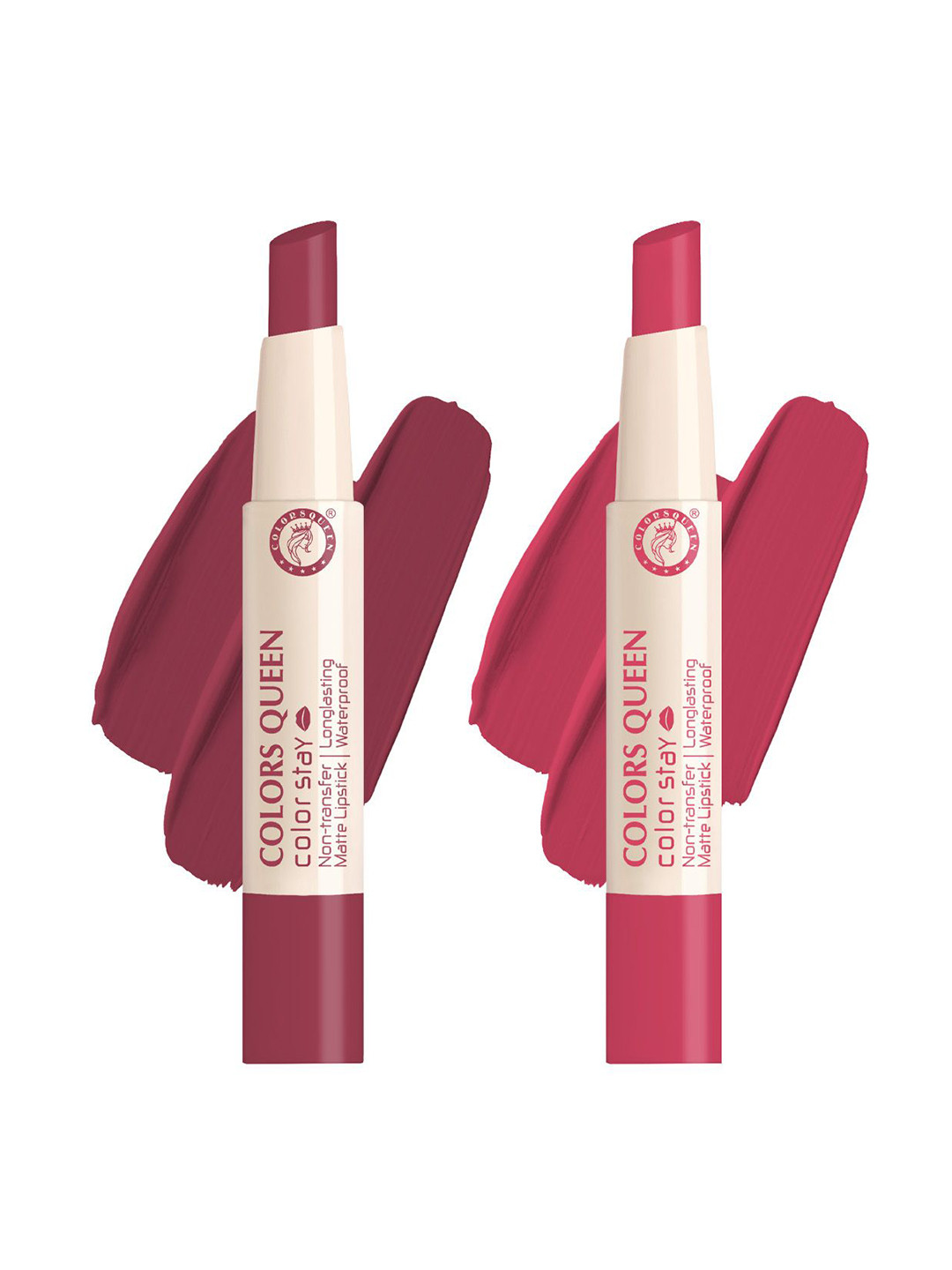 Colors Queen Set Of 2 Color Stay Non Transfer Matte Lipstick 2.1g - On Mode & Rose Sunday