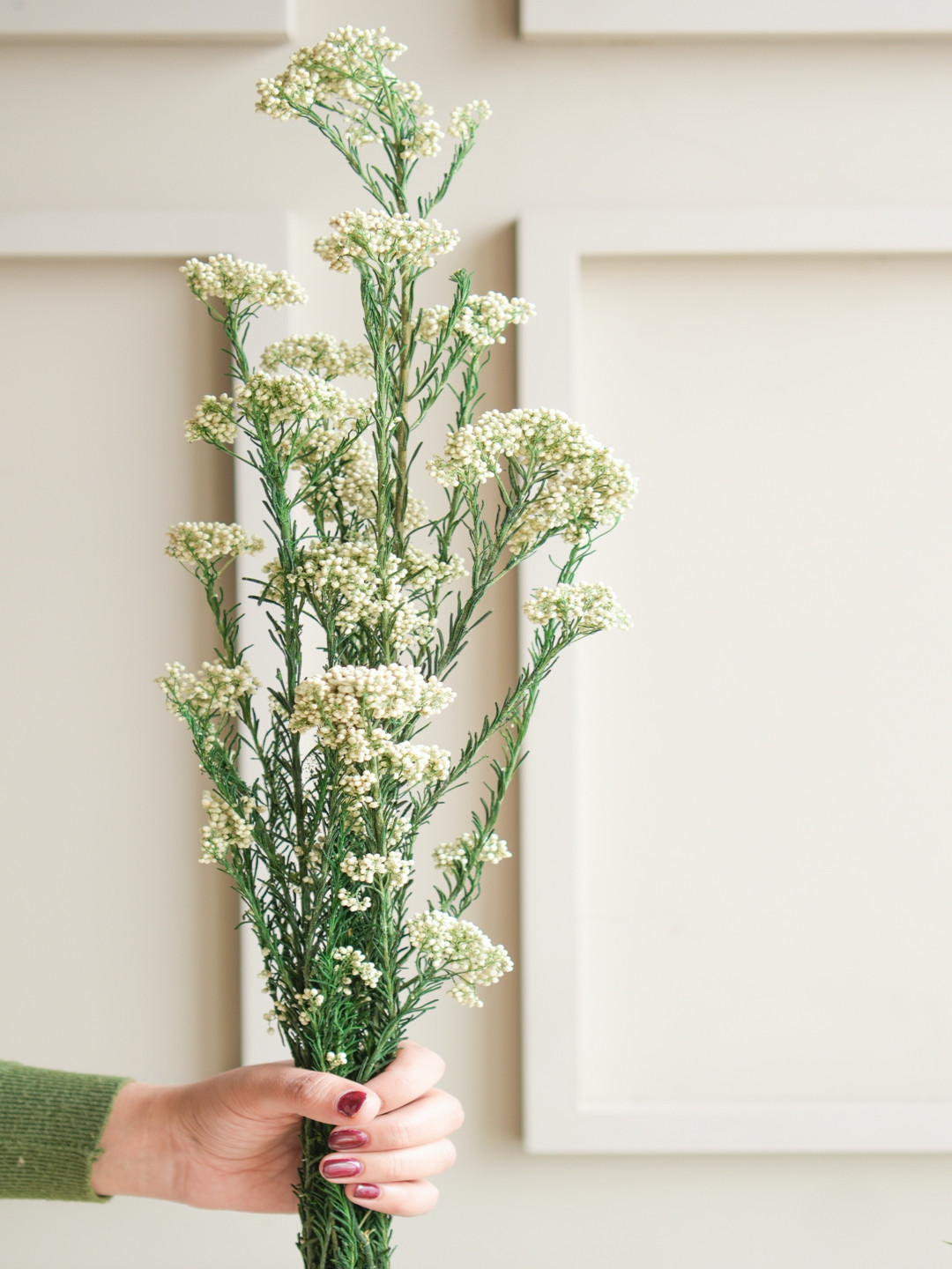 ArteCasa White & Green Rice Artificial Flower