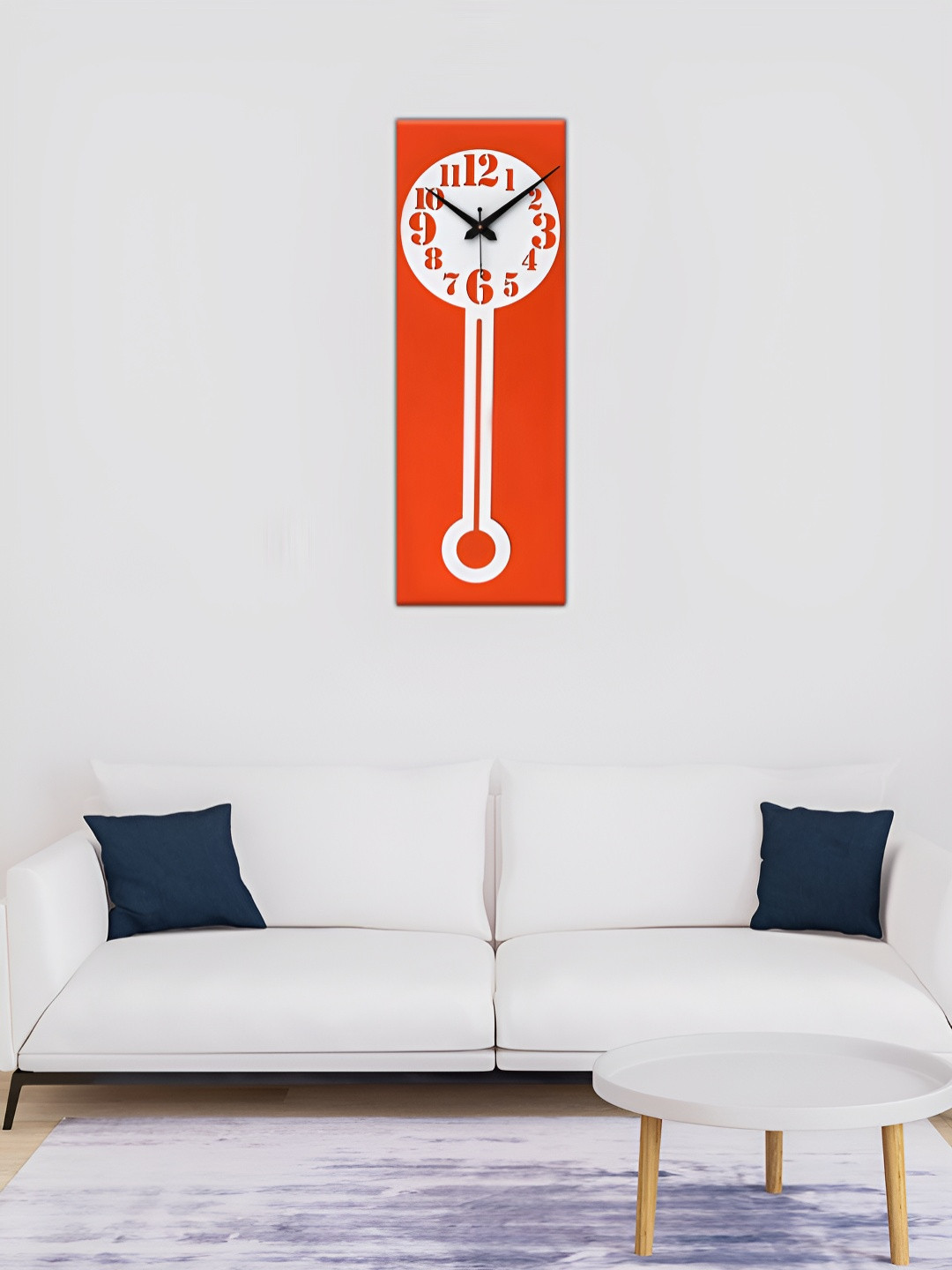 OLIVE TREE Orange Analogue Wooden Rectangle Pendulum Silent Movement Wall Clock