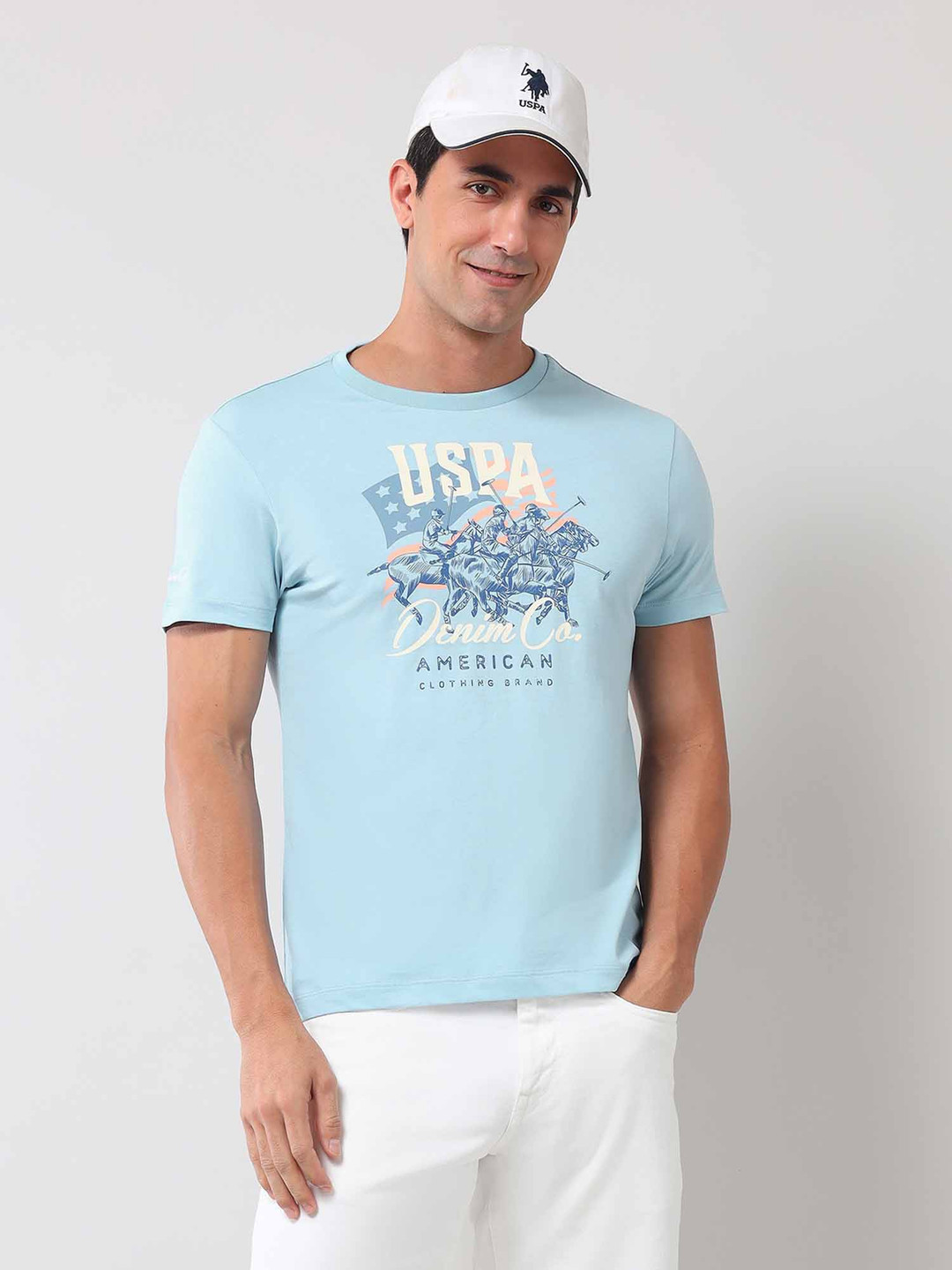 U.S. Polo Assn. Denim Co. Men Graphic Printed Round Neck Cotton Slim Fit T-shirt