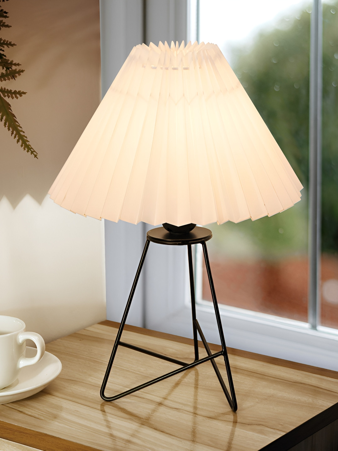 Homesake Off White Metal Industrial Frusturical Shaped Table Lamp