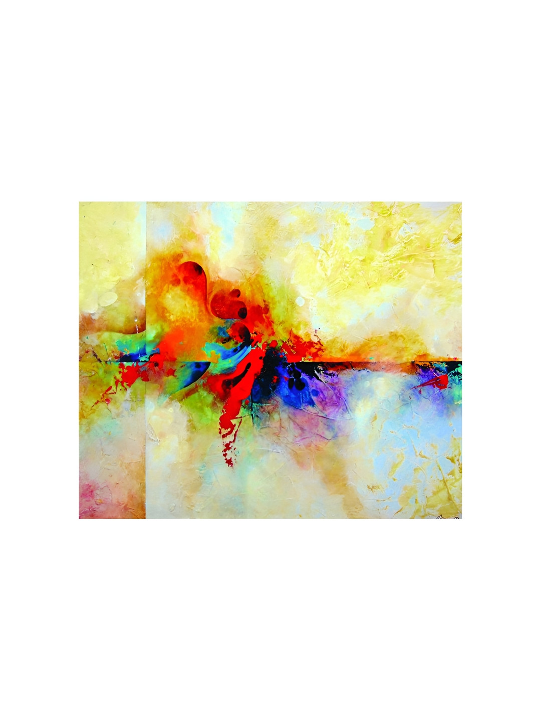 Inephos Yellow & Red Abstract Canvas Wall Art