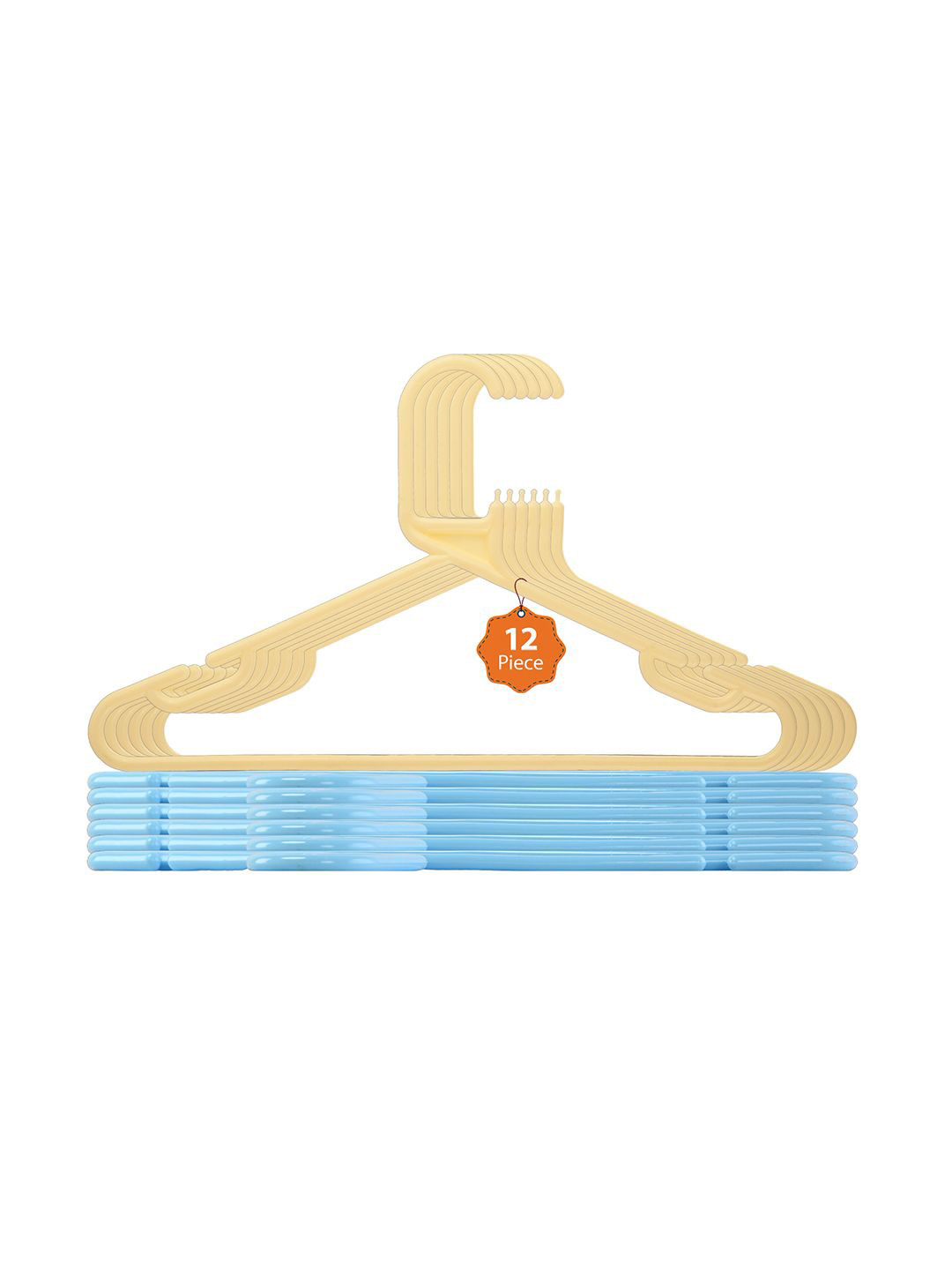 Kuber Industries Cream Colored & Blue Pack Of 12 Hangers For Wardrobe