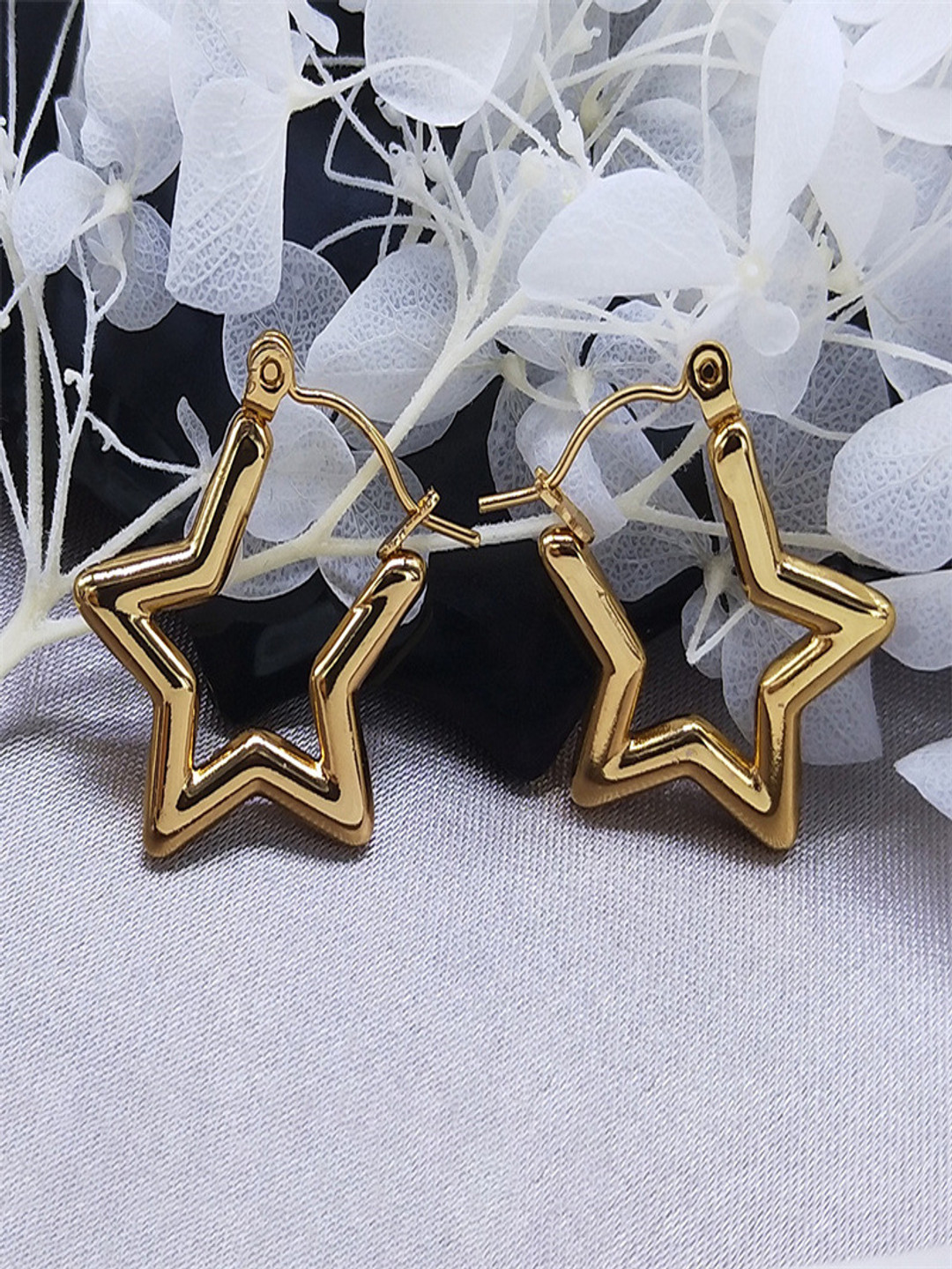 DIVASTRI Stainless Steel Star Shaped Drop Earrings