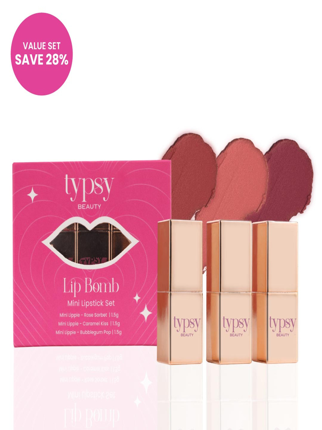 Typsy Beauty Set Of 3 Lip Bomb Mini Lipstick Set - 1.5g Each